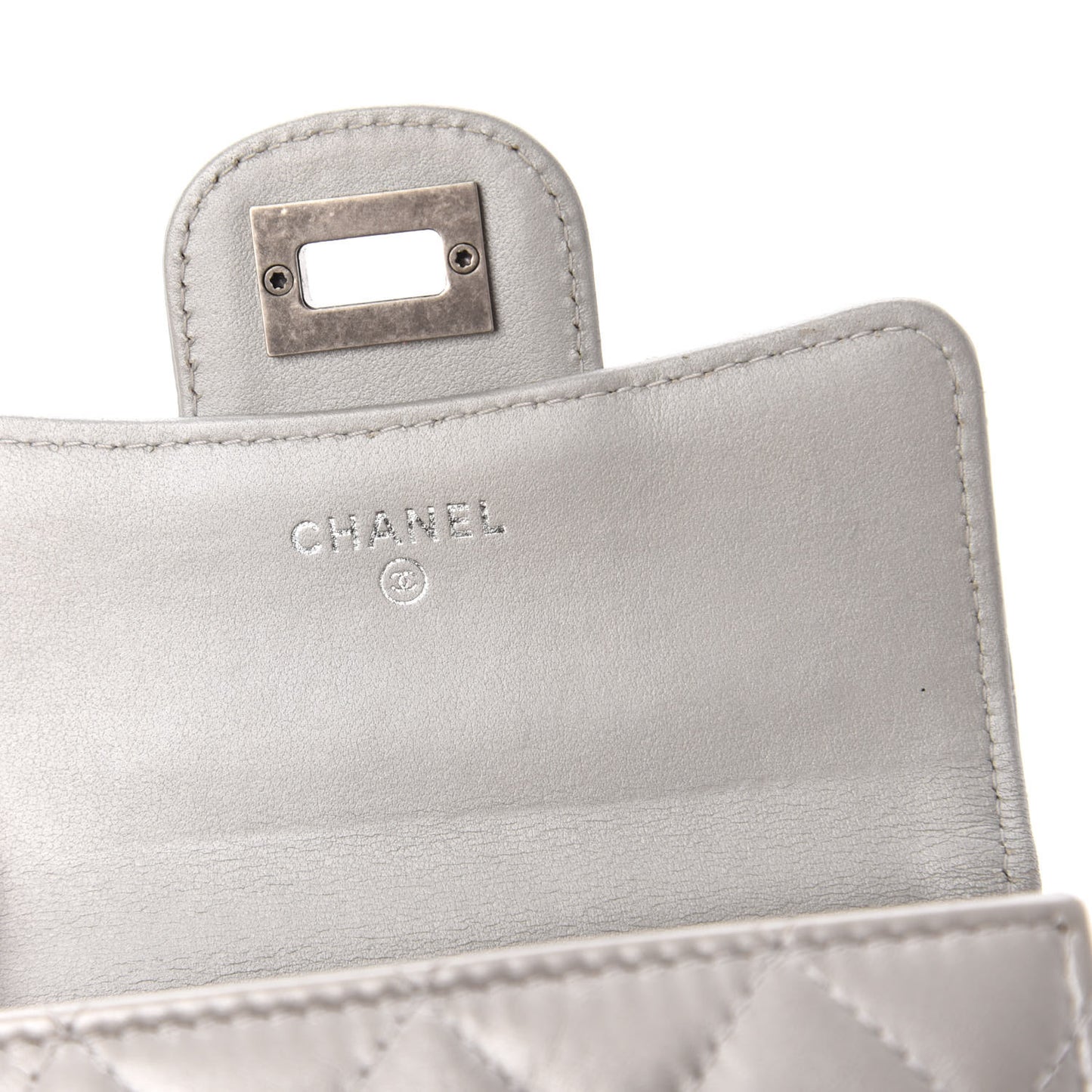 Aged Calfskin Quilted Reissue Compact Wallet Grey
