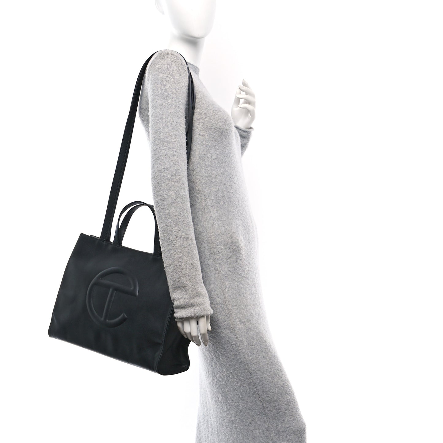 Vegan Leather Medium Shopping Bag Black