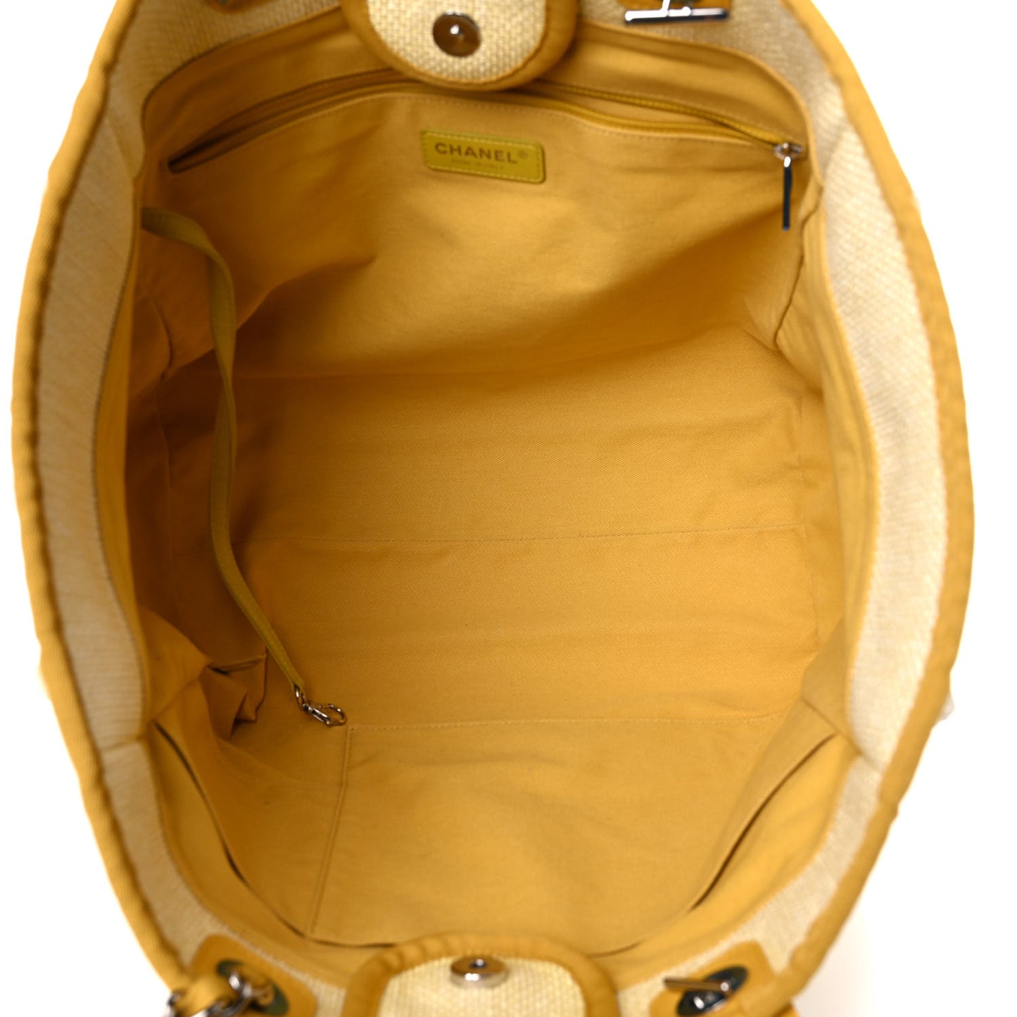 Woven Straw Raffia Medium Deauville Tote Yellow