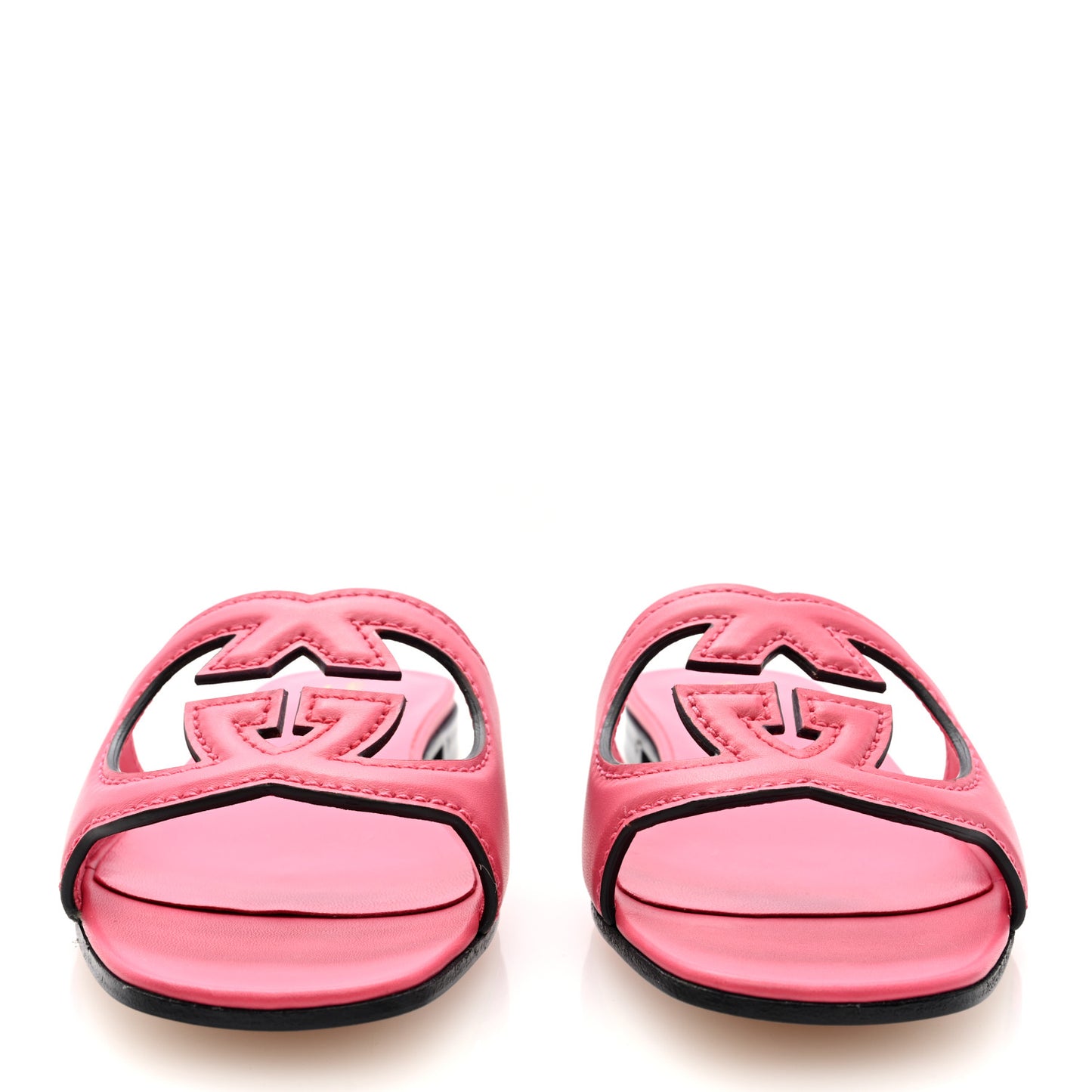 Cosmos Softy Calfskin Interlocking G Cut Out Slide Sandals 37 Rhodamine Pink