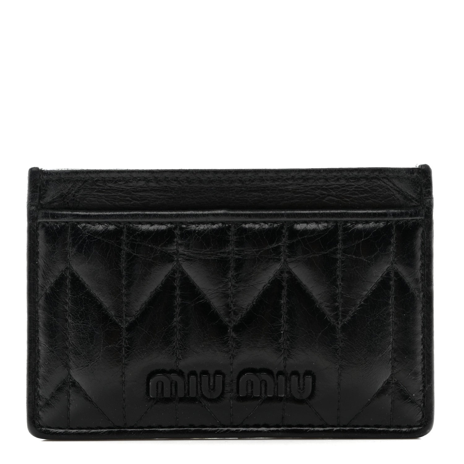 Miu Miu Vitello Shine Trapu Card Holder Black 1825588 – FASHIONPHILE