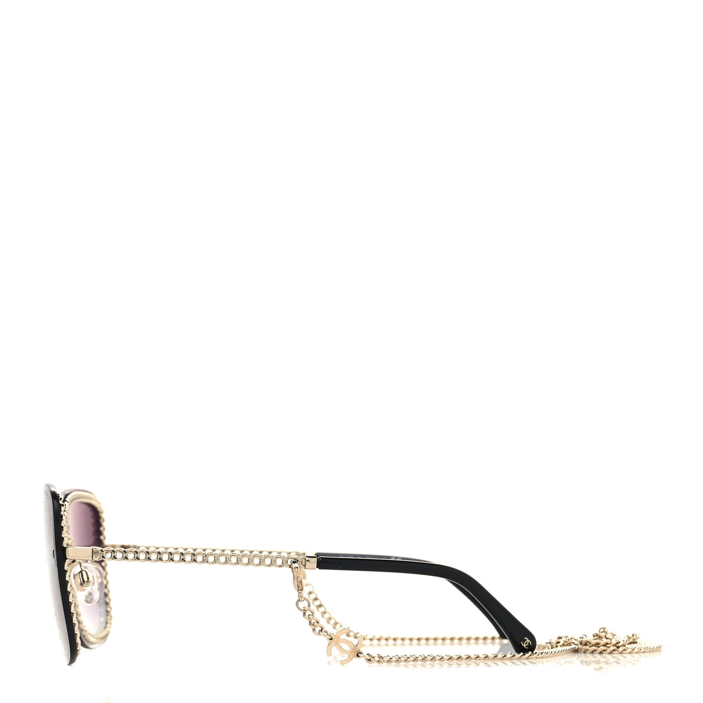 Metal Removable Chain Square Sunglasses 4244 Black