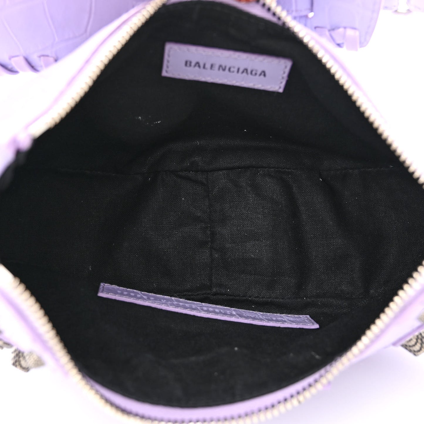 Extra Supple Calfskin Crocodile Embossed Le Cagole Shoulder Bag XS Lilac
