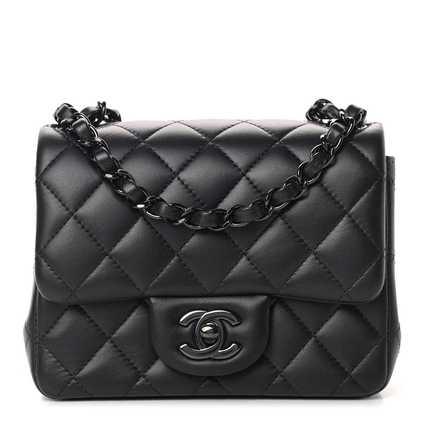 Lambskin Quilted Mini Square Flap So Black