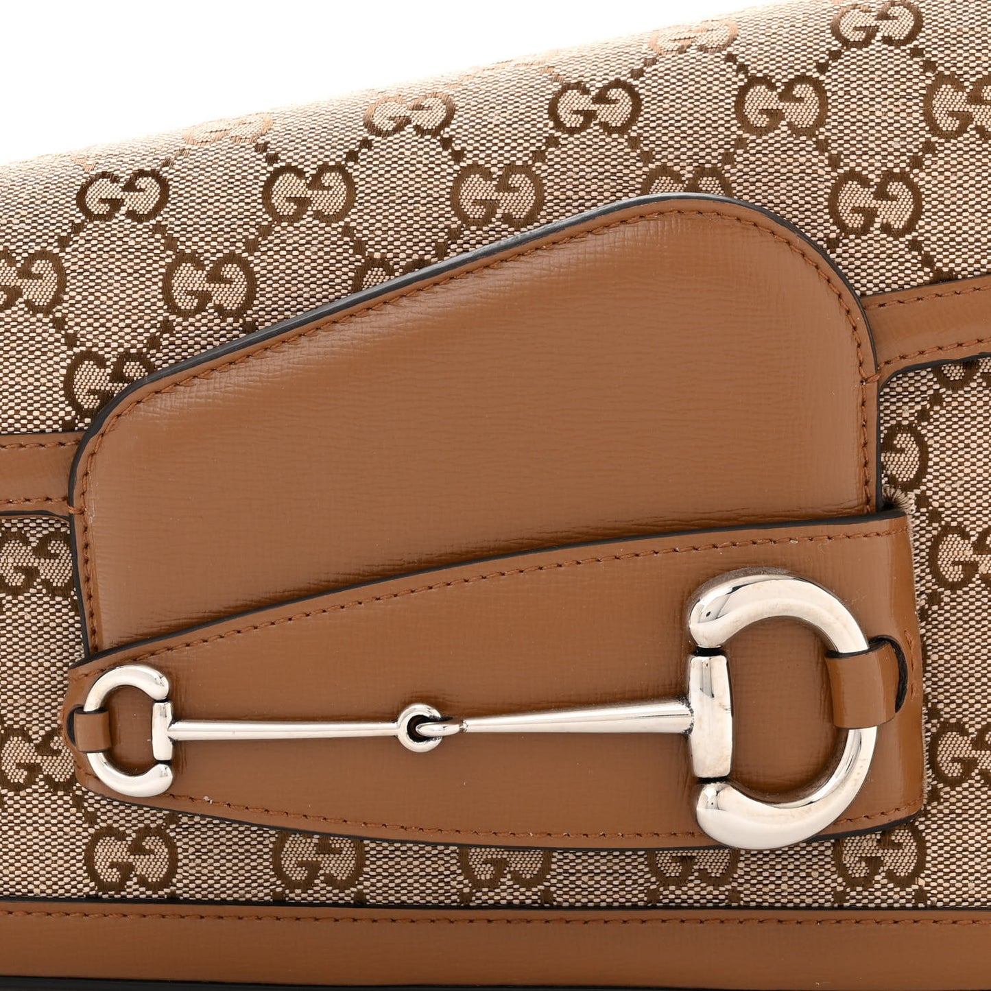 Monogram Small Horsebit 1955 Asymmetric Shoulder Bag Beige Brown Sugar