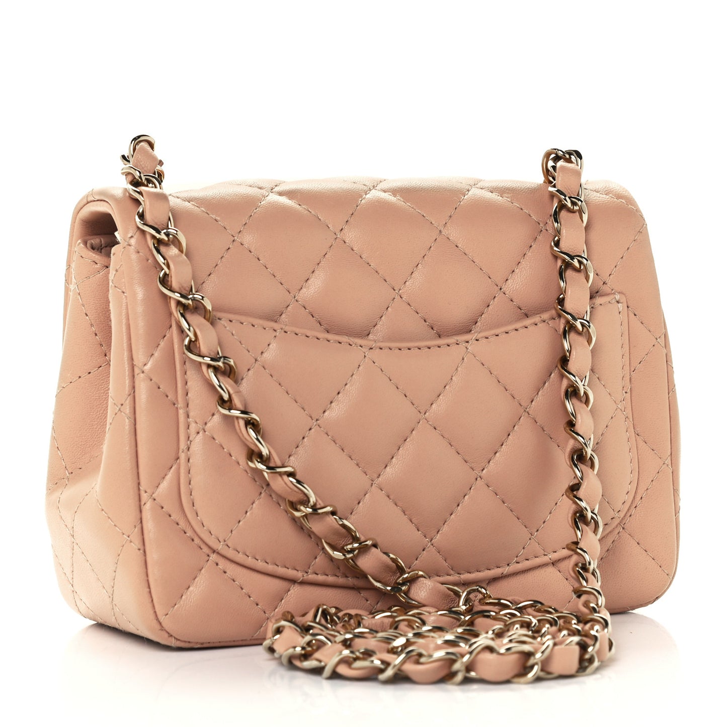 Lambskin Quilted Mini Square Flap Beige
