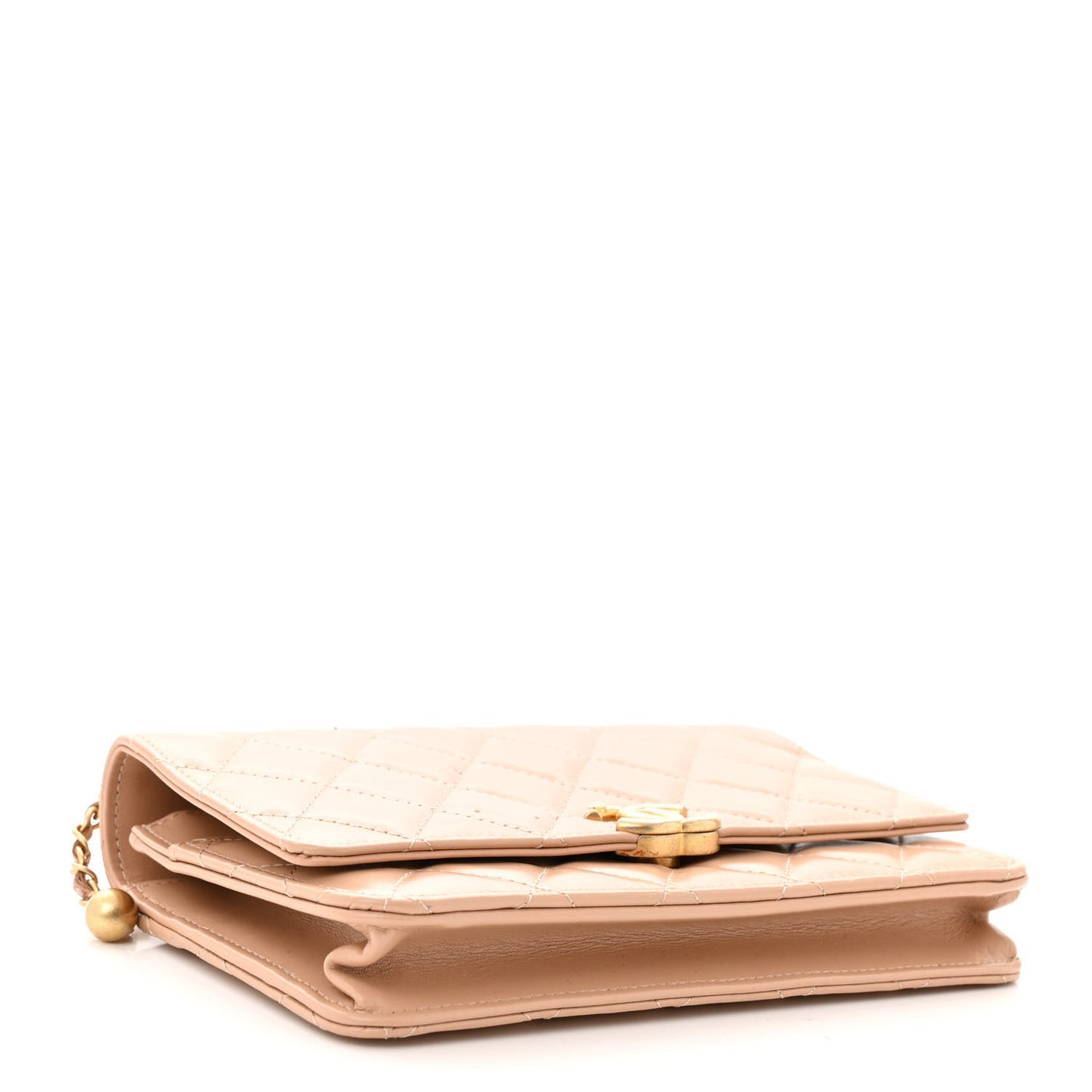 Calfskin Quilted Perfect Fit Wallet On Chain WOC Beige