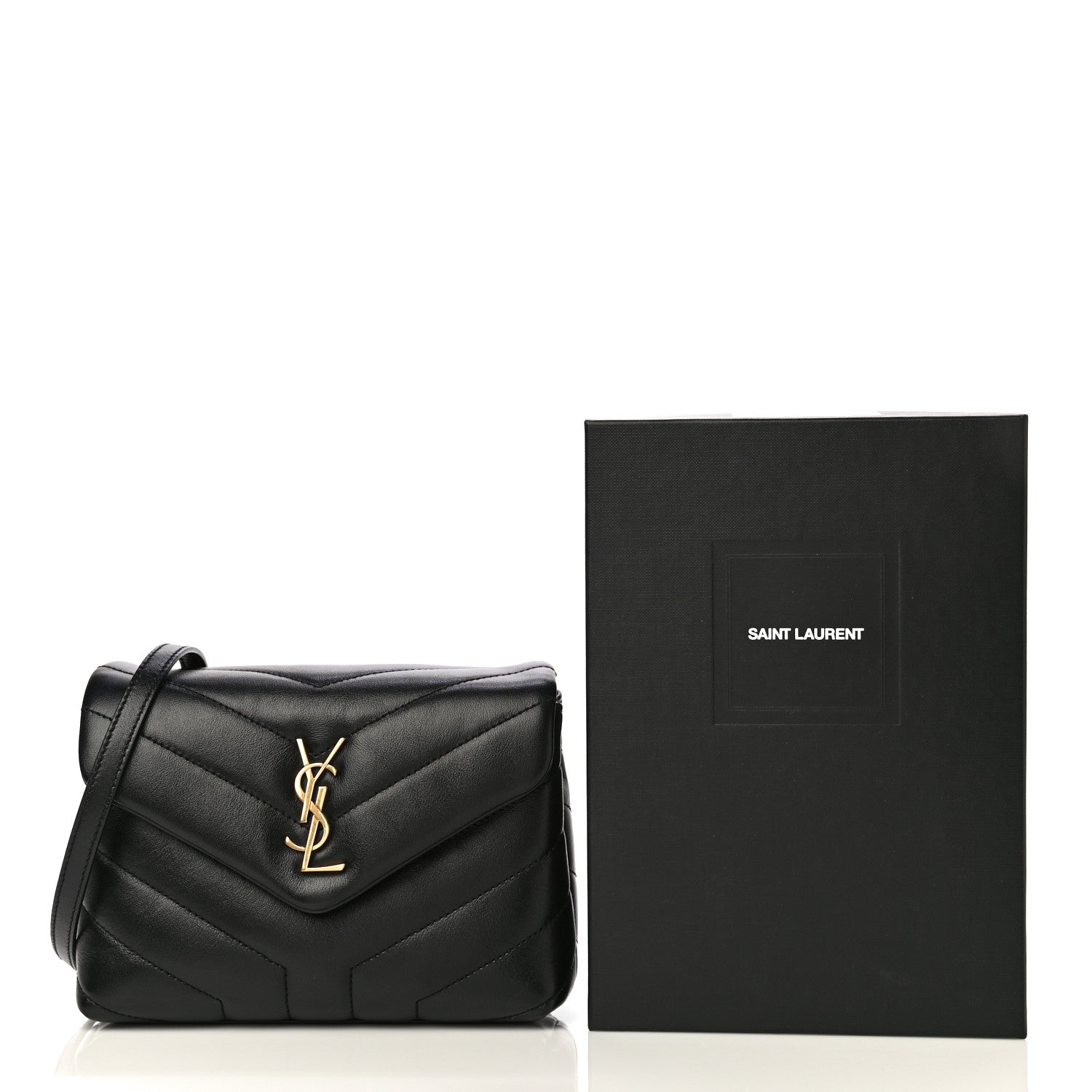 Saint Laurent Calfskin Y Quilted Monogram Toy Loulou Crossbody Bag Black 12 of 12