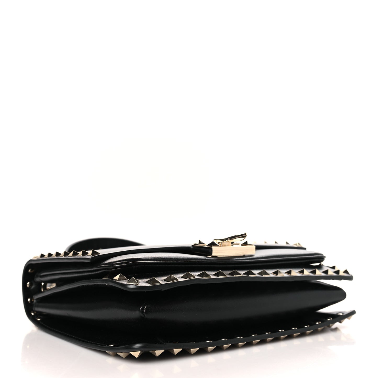 Vitello Rockstud Top Handle Shoulder Bag Black