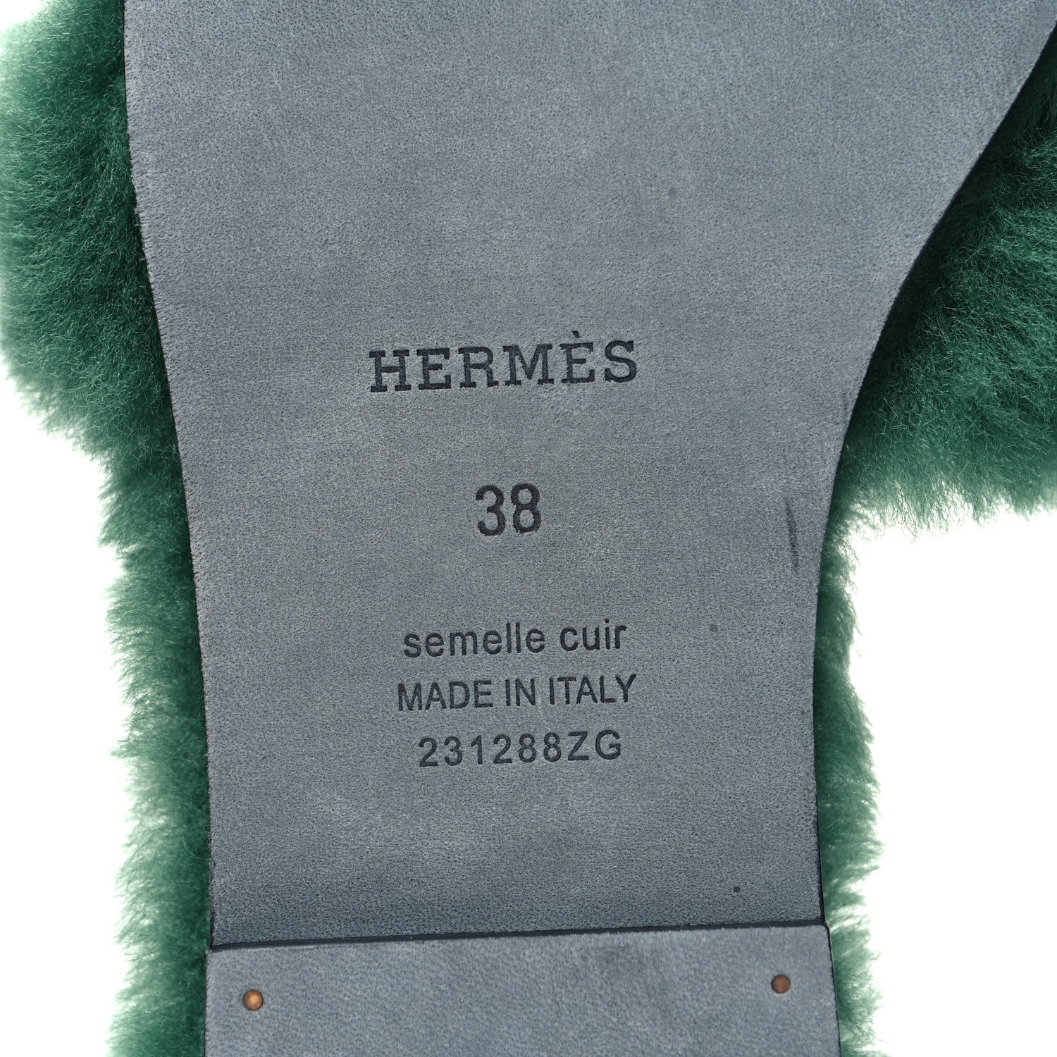 Hermes Woolskin Oran Sandals 38 Vert Anglais 6 of 8