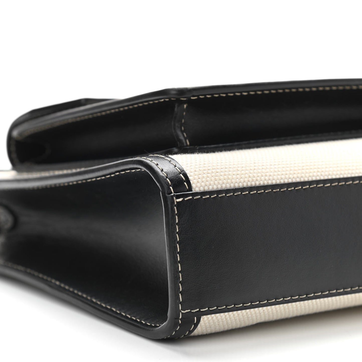 Canvas Smooth Calfskin Two Tone Mini Pocket Bag Black
