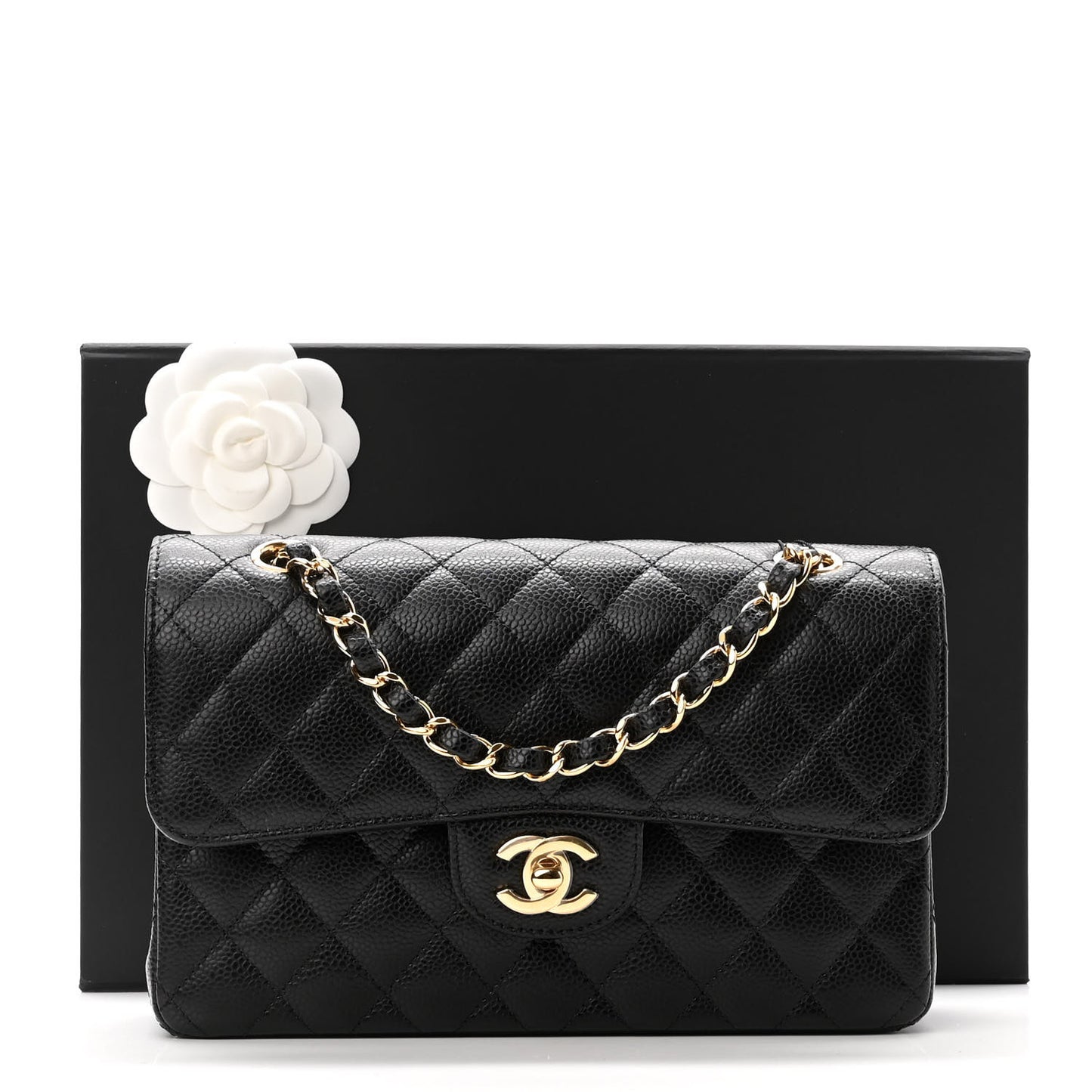 Caviar Quilted Small Double Flap Black