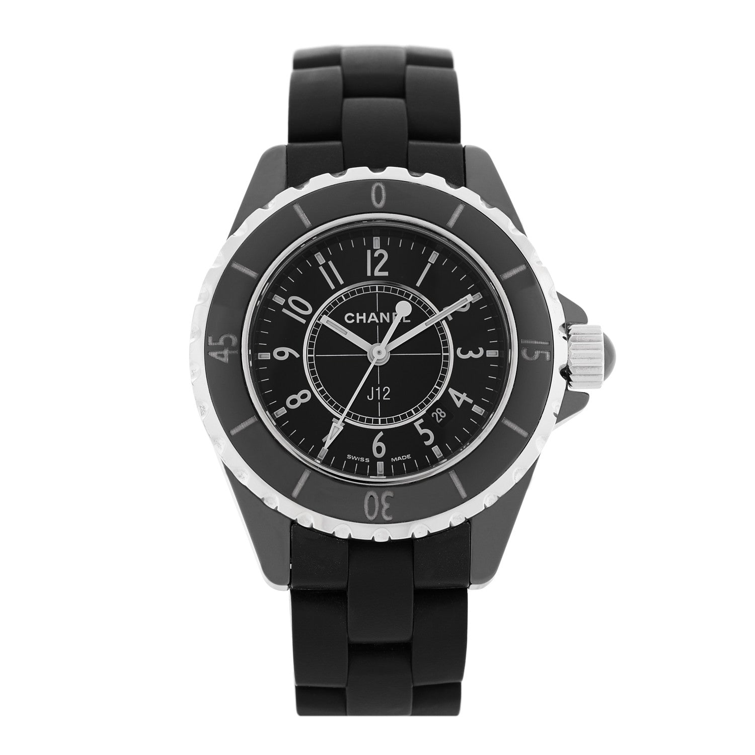 Chanel Stainless Steel Matte Ceramic 33mm J12 Quartz Watch Black