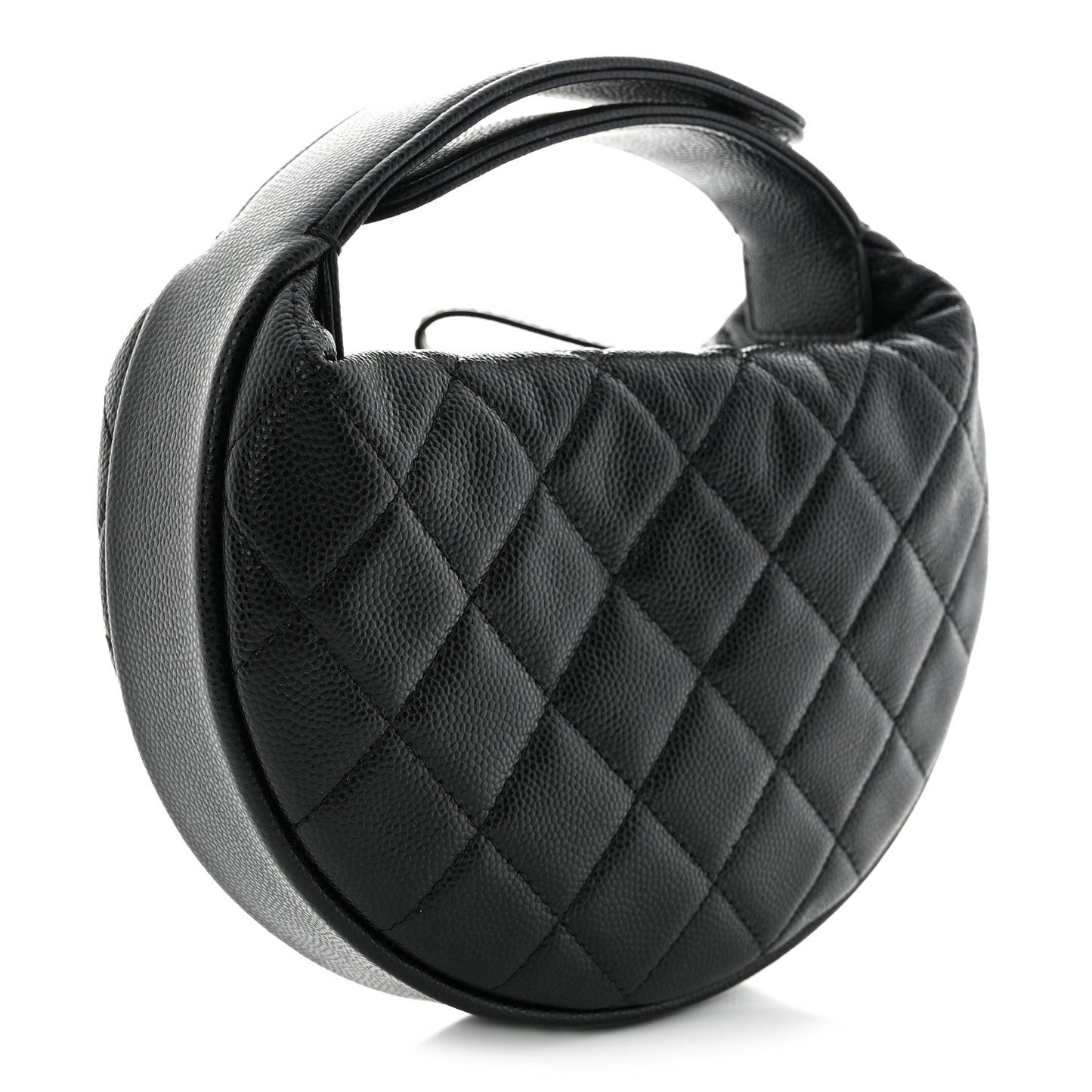 Caviar Quilted Polly Pocket Pouch Hobo Black