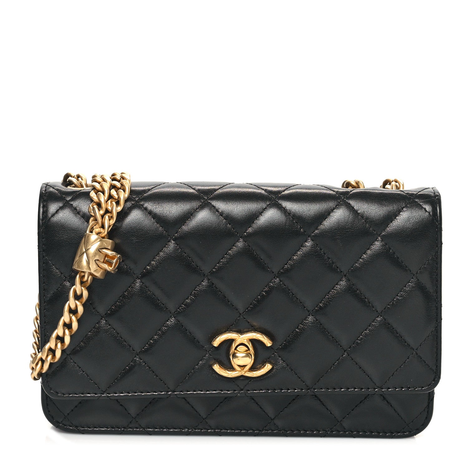 Chanel Lambskin Quilted Pillow Crush Wallet On Chain WOC Black 1 of 12
