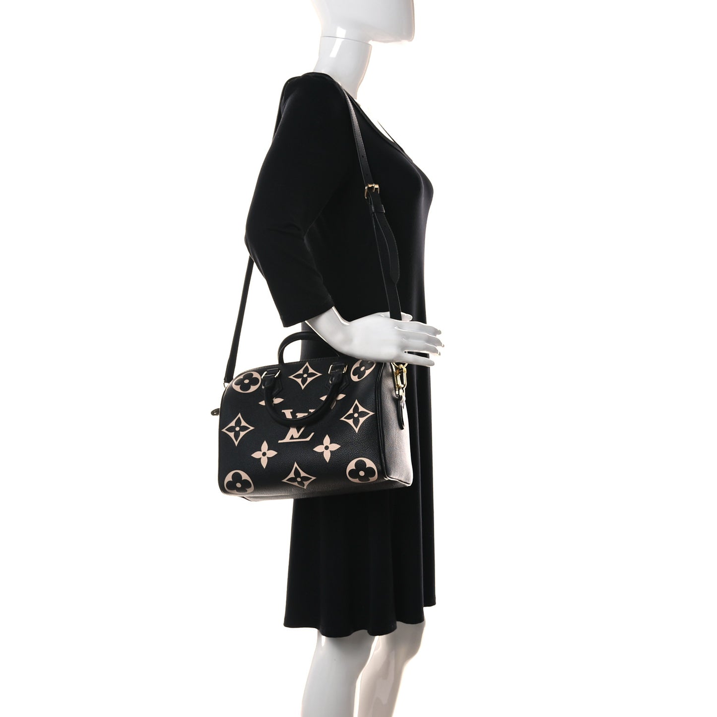Empreinte Monogram Giant Speedy Bandouliere 25 Black Beige