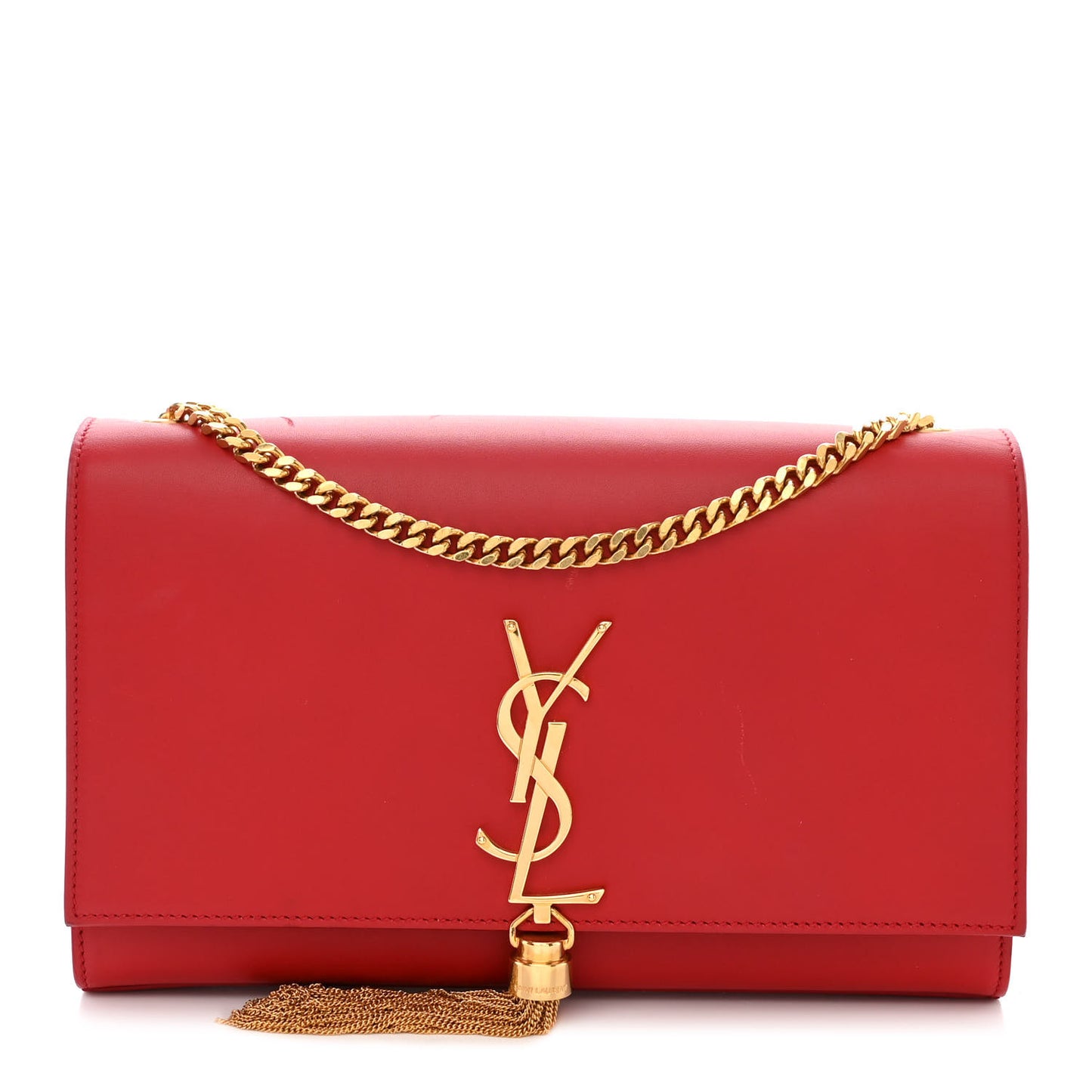 Smooth Calfskin Medium Classic Monogram Kate Tassel Satchel Red