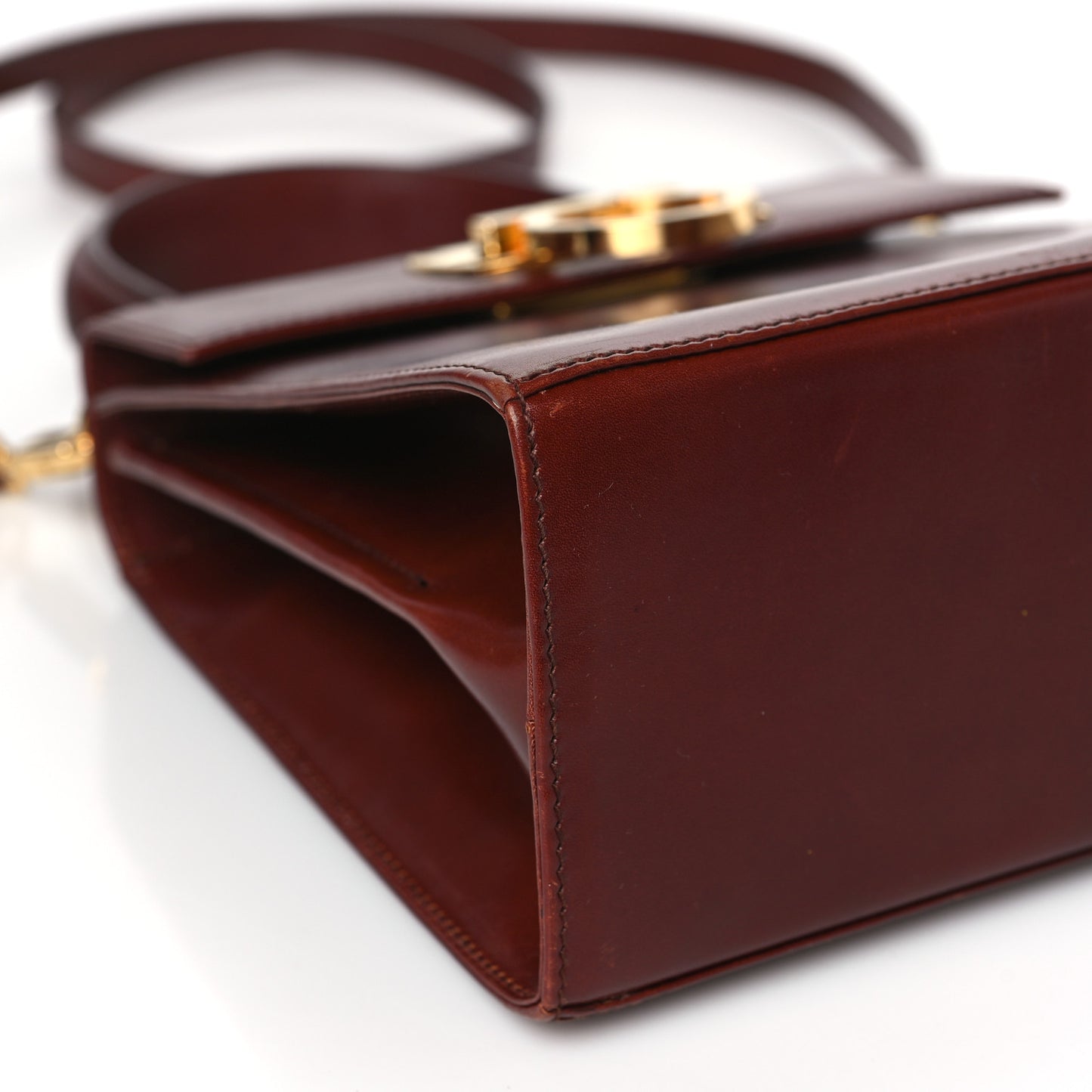 Brushed Off Calfskin Small Iconic Top Handle Burgundy
