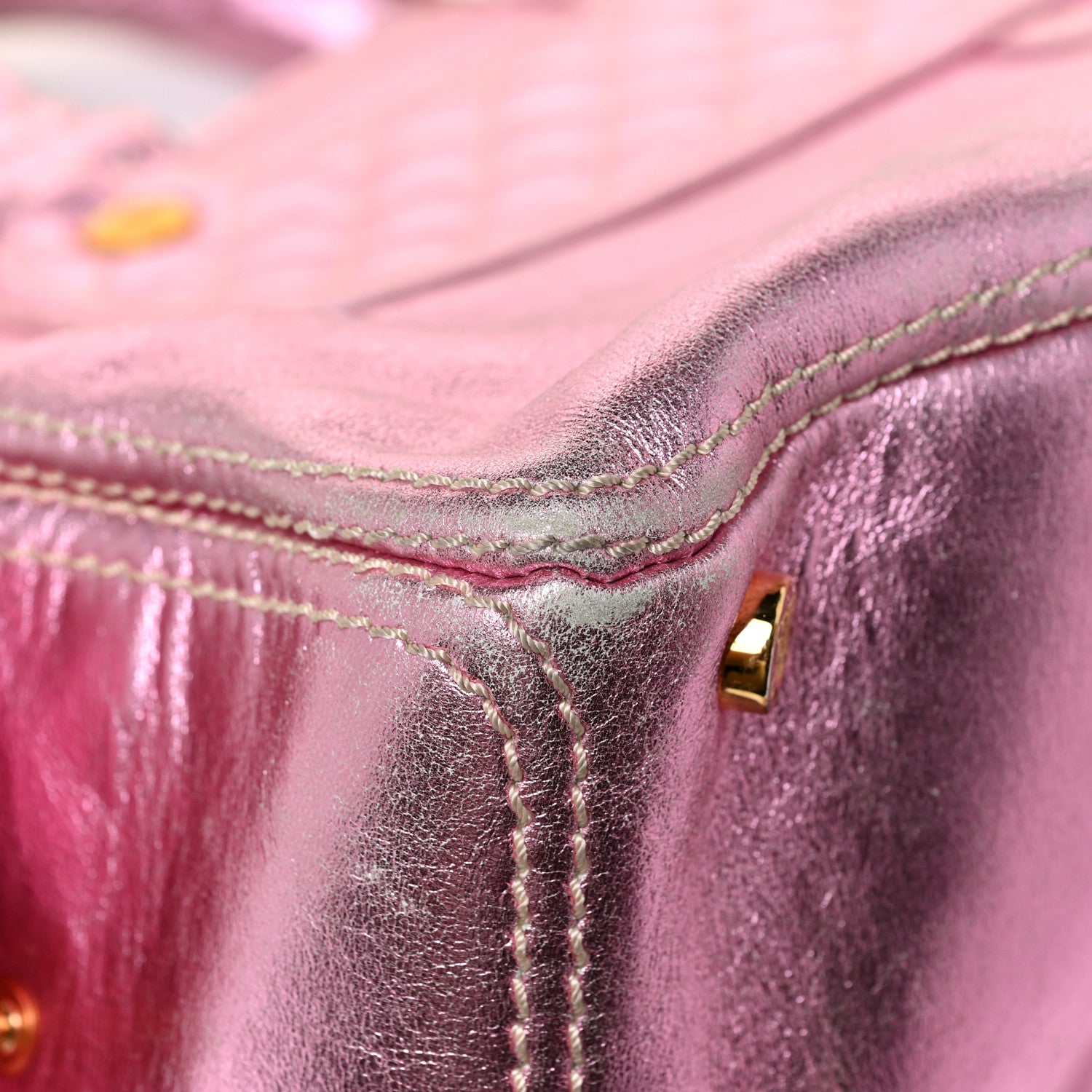 Celine Metallic Lambskin Quilted Boogie Satchel Pink 23 of 26