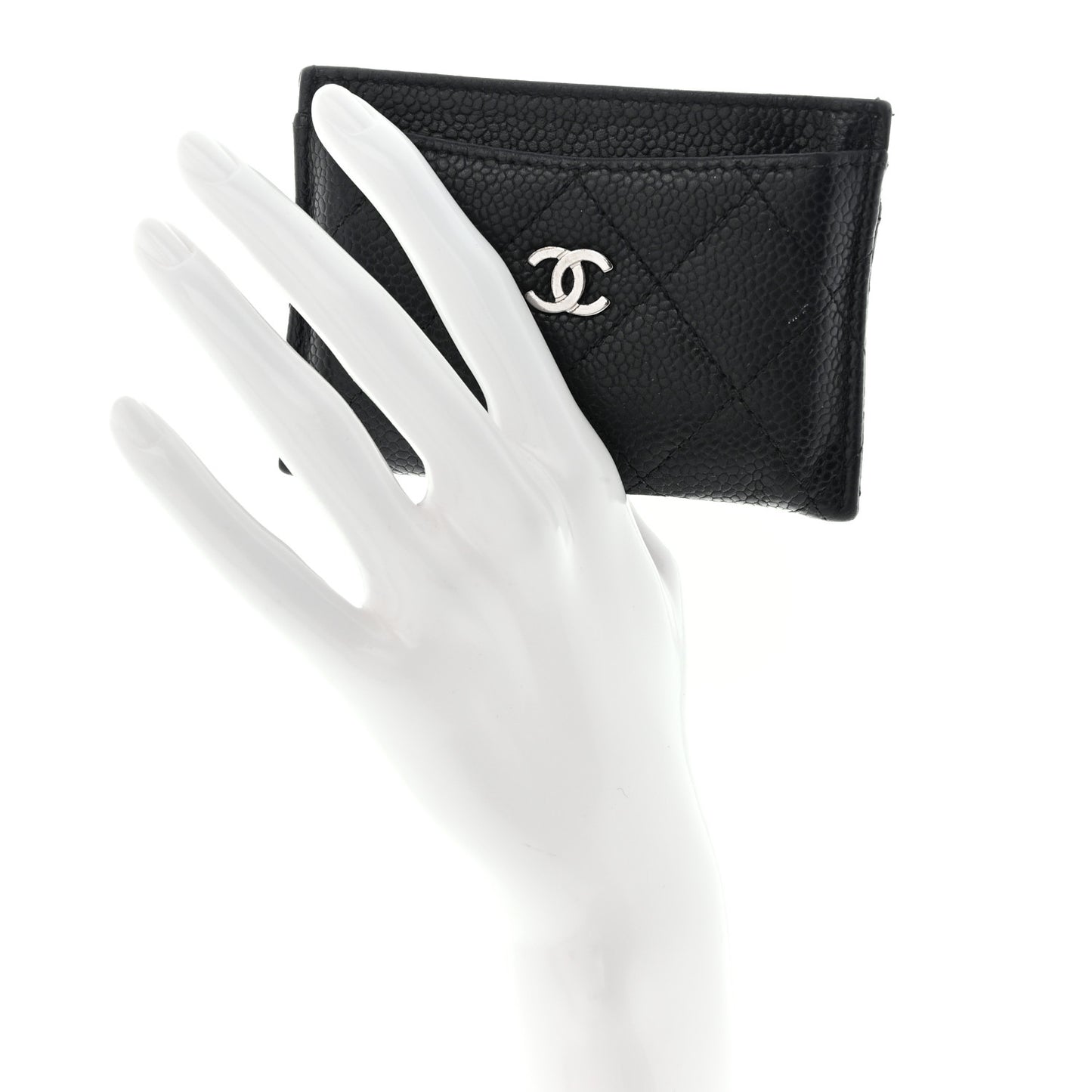 Caviar Quilted Card Holder Black