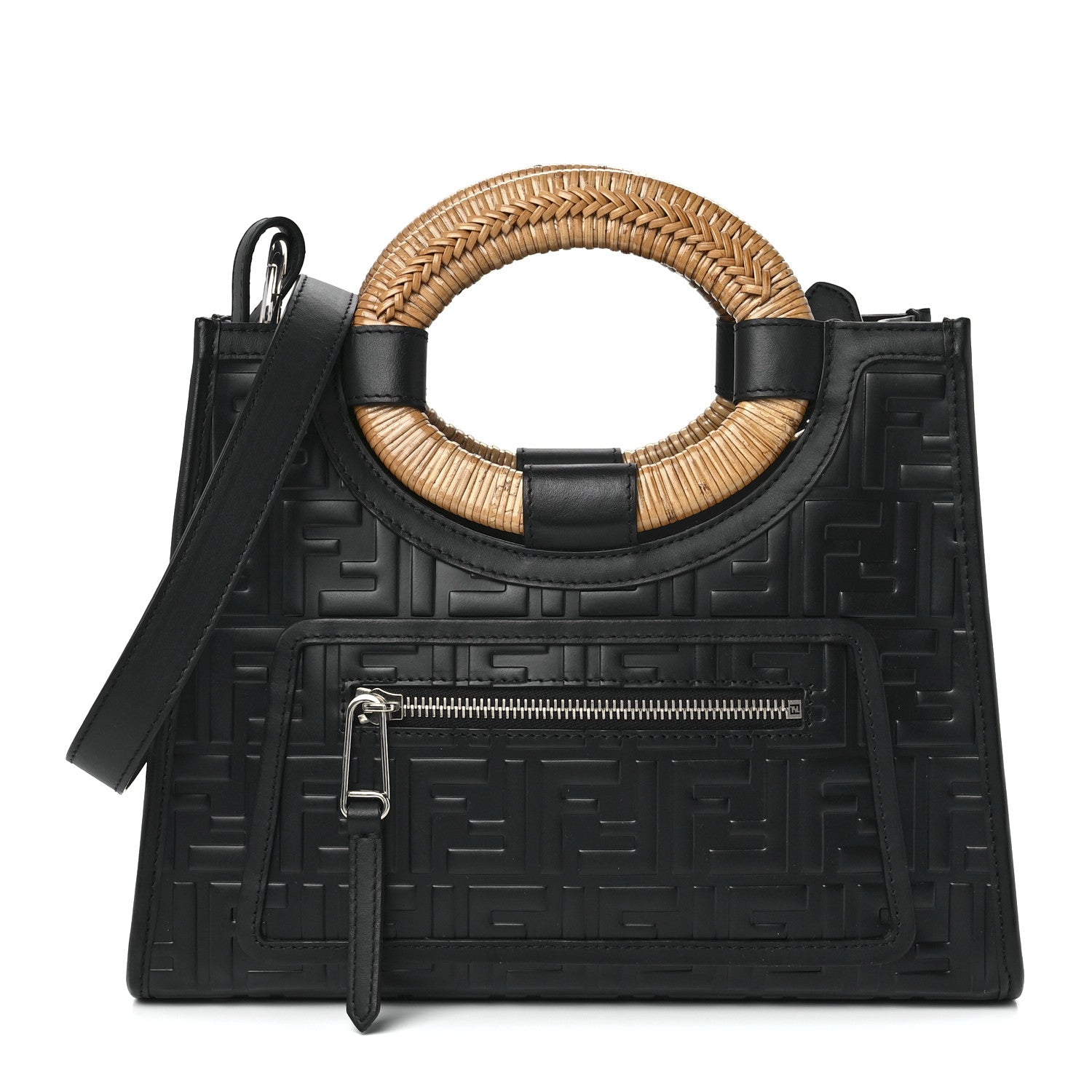 Fendi Vitello Century Wicker FF 1974 Embossed Small Runaway
