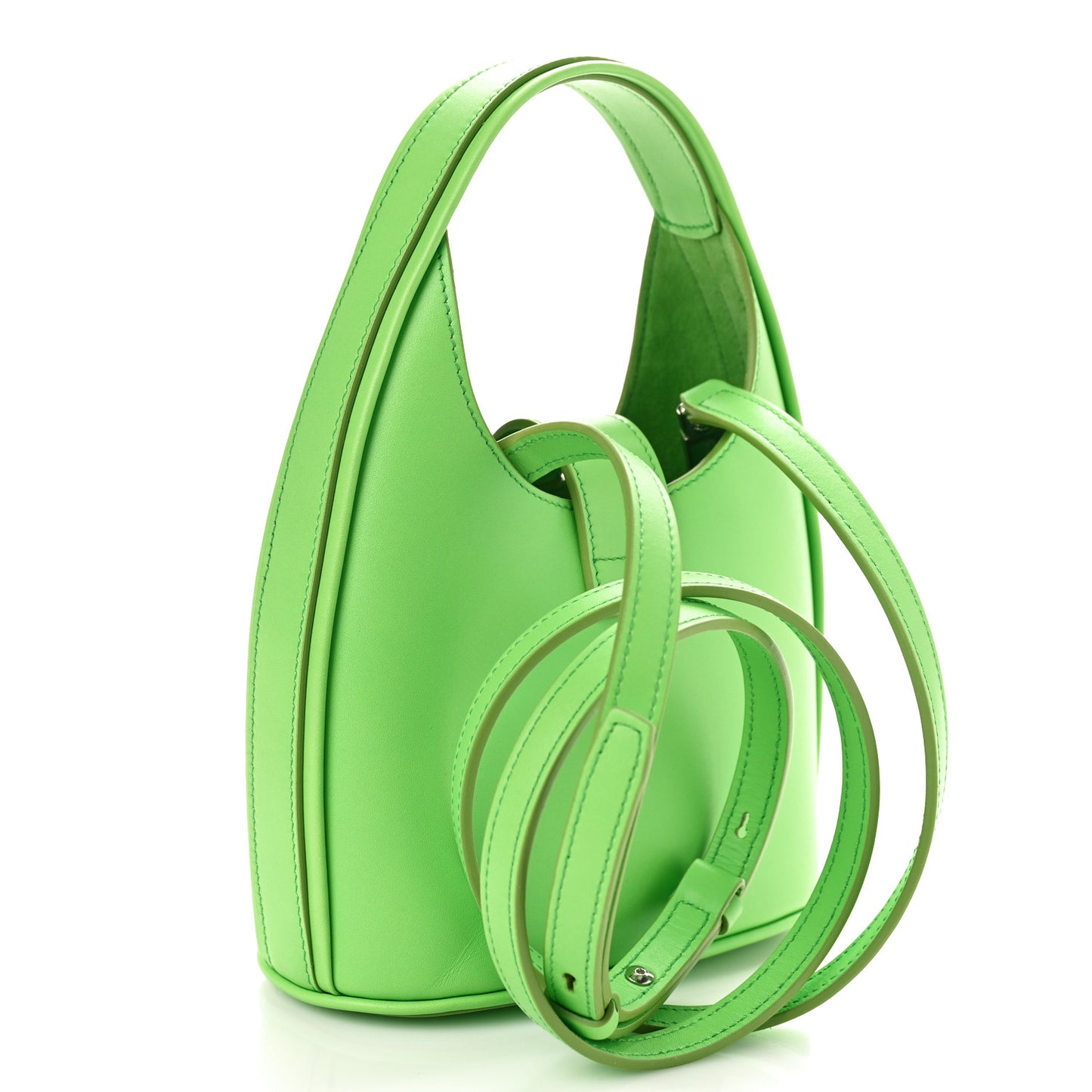 SALVATORE FERRAGAMO Soft Calfskin Mini Gancini Hobo Lime