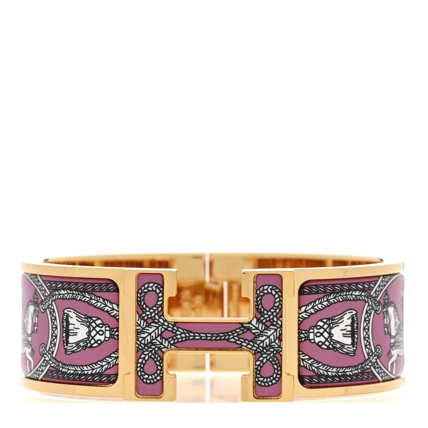 Hermes Enamel Printed Wide Grand Apparat Clic Clac H Bracelet PM