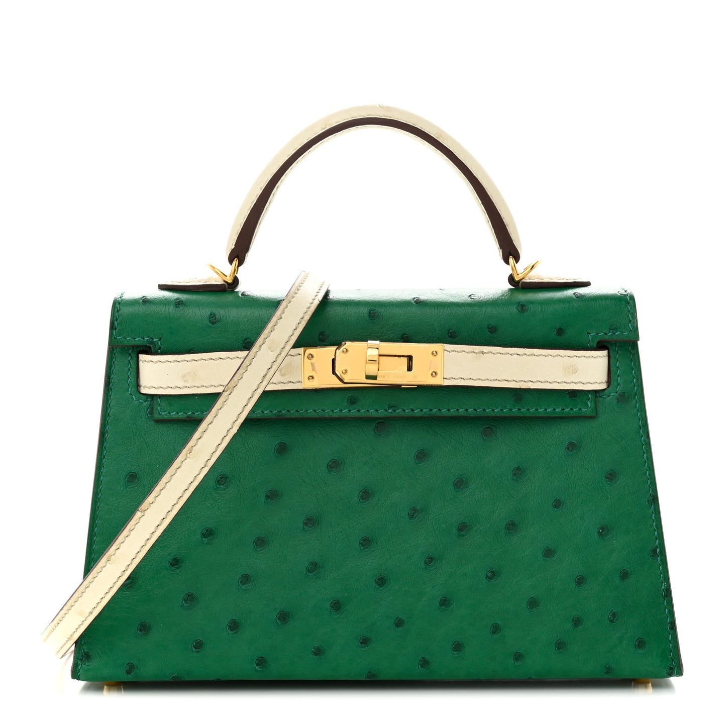 Ostrich Horseshoe Mini Kelly Sellier 20 Vert Vertigo Nata
