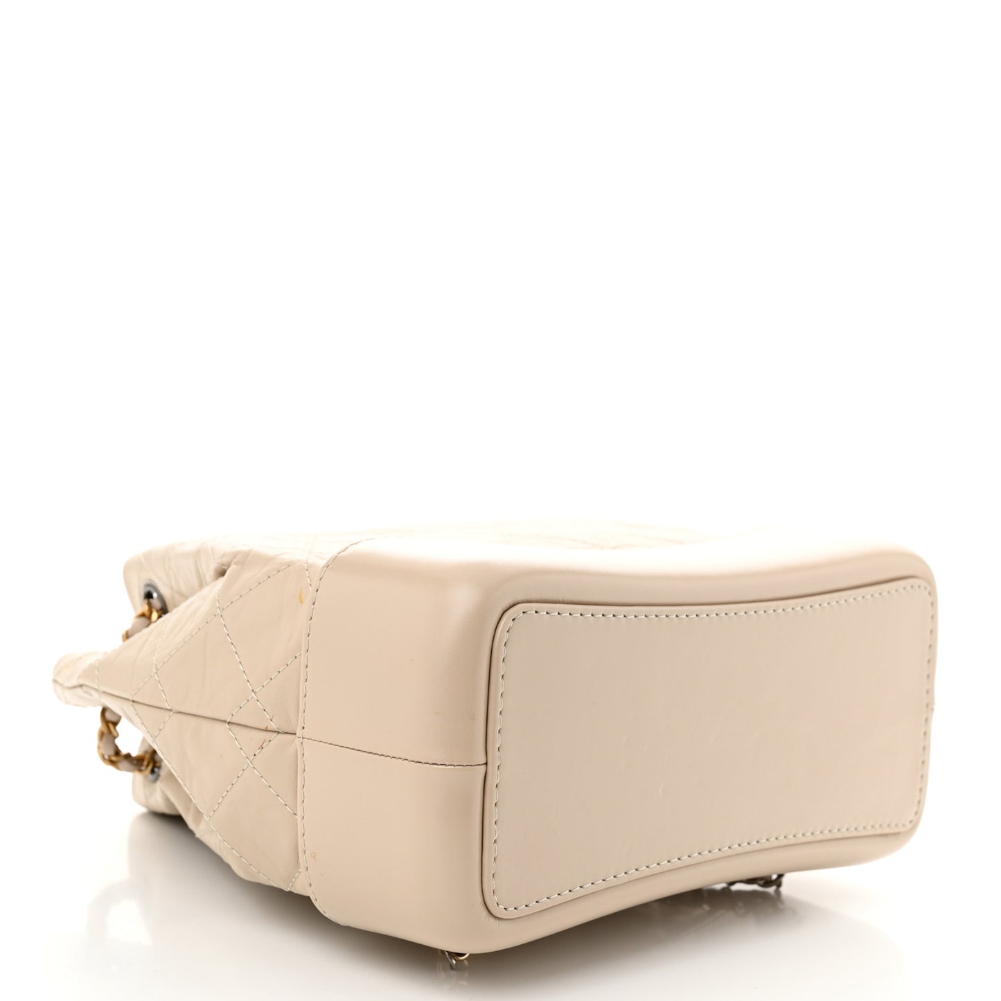 Aged Calfskin Quilted Small Gabrielle Backpack Beige