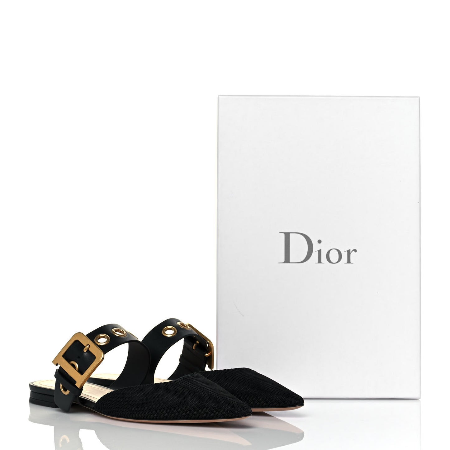 Technical Fabric D-Dior Ballerina Flat Mule 38.5 Black