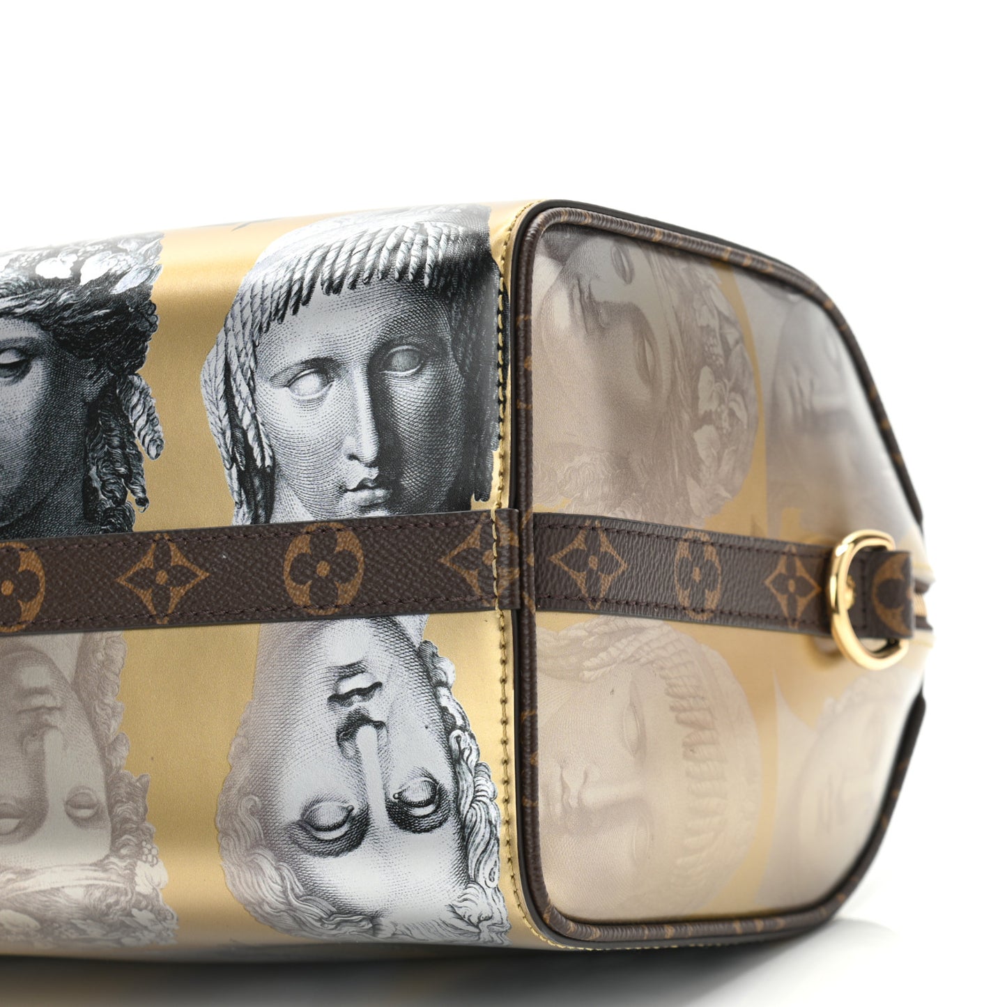 X FORNASETTI Calfskin Fornasetti Speedy Bandouliere 25 Gold