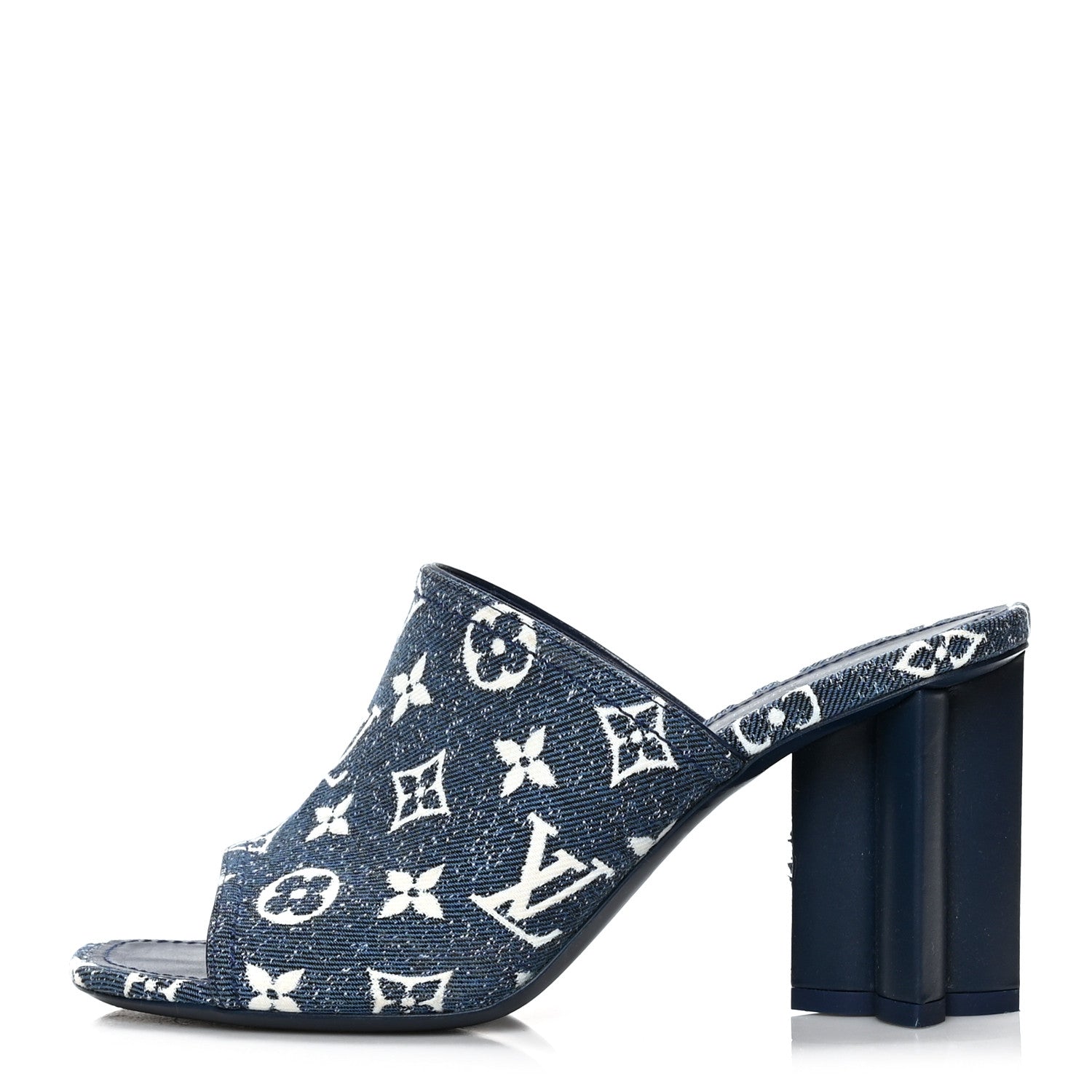 Louis Vuitton Denim Monogram Silhouette Mules 39 Navy Blue 1106075