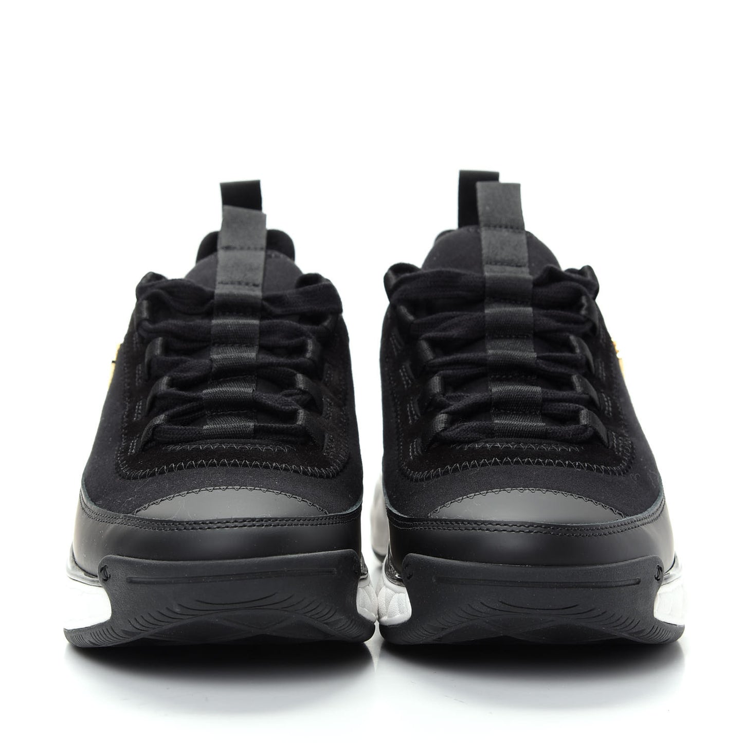Velvet Calfskin Mixed Fibers CC Sneakers 37 Black