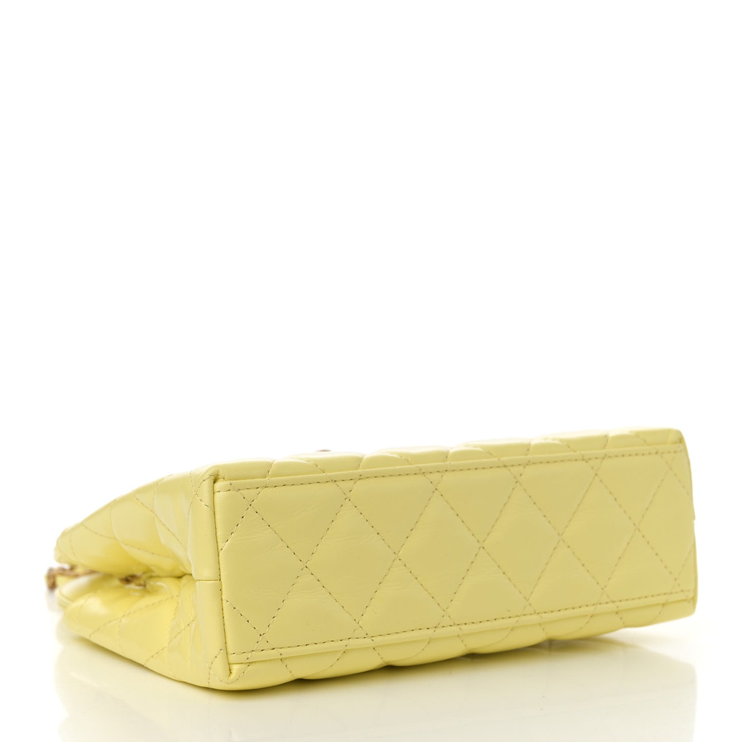 Shiny Aged Calfskin Quilted Nano Kelly Shopper Light Yellow