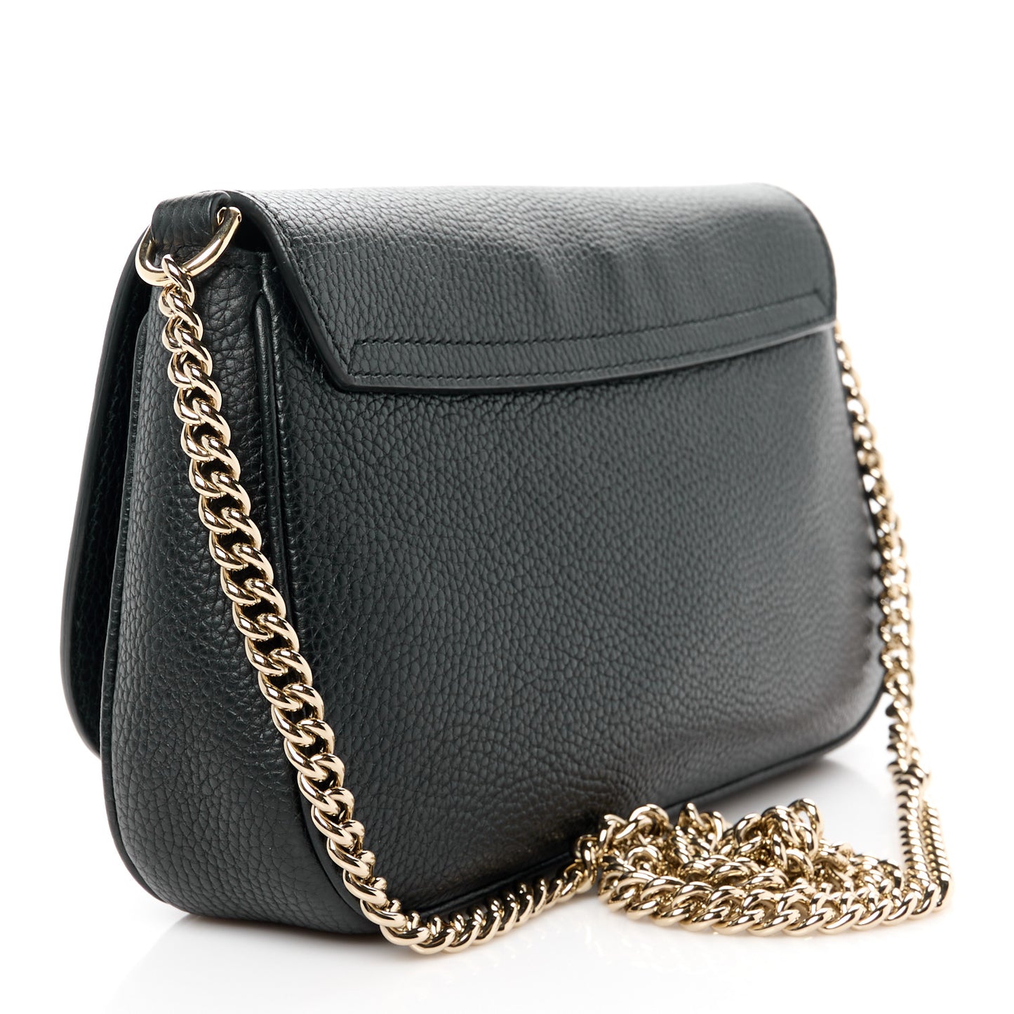 Pebbled Calfskin Medium Soho Flap Crossbody Black
