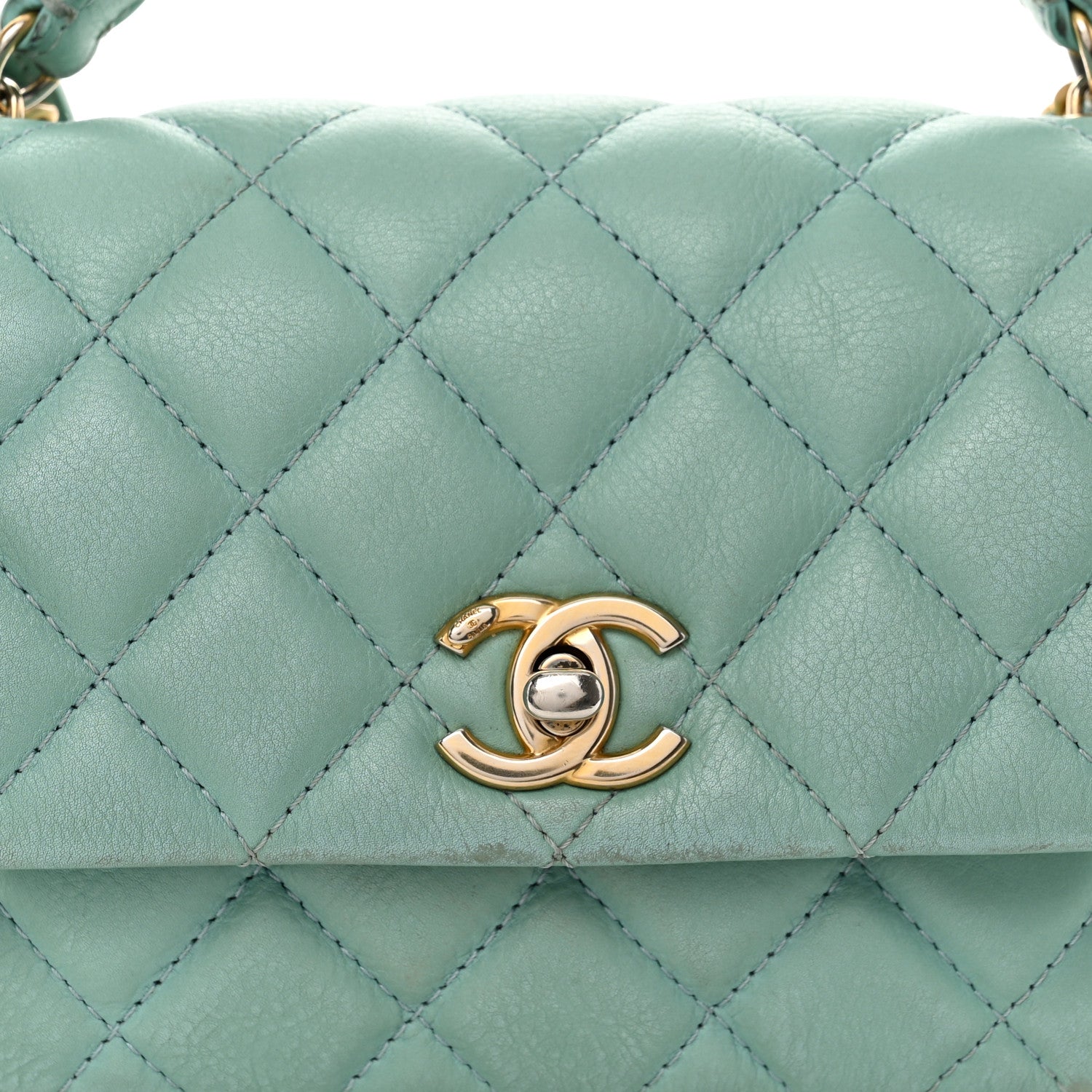 Chanel Calfskin Quilted Top Handle Flap Light Blue 8 of 12
