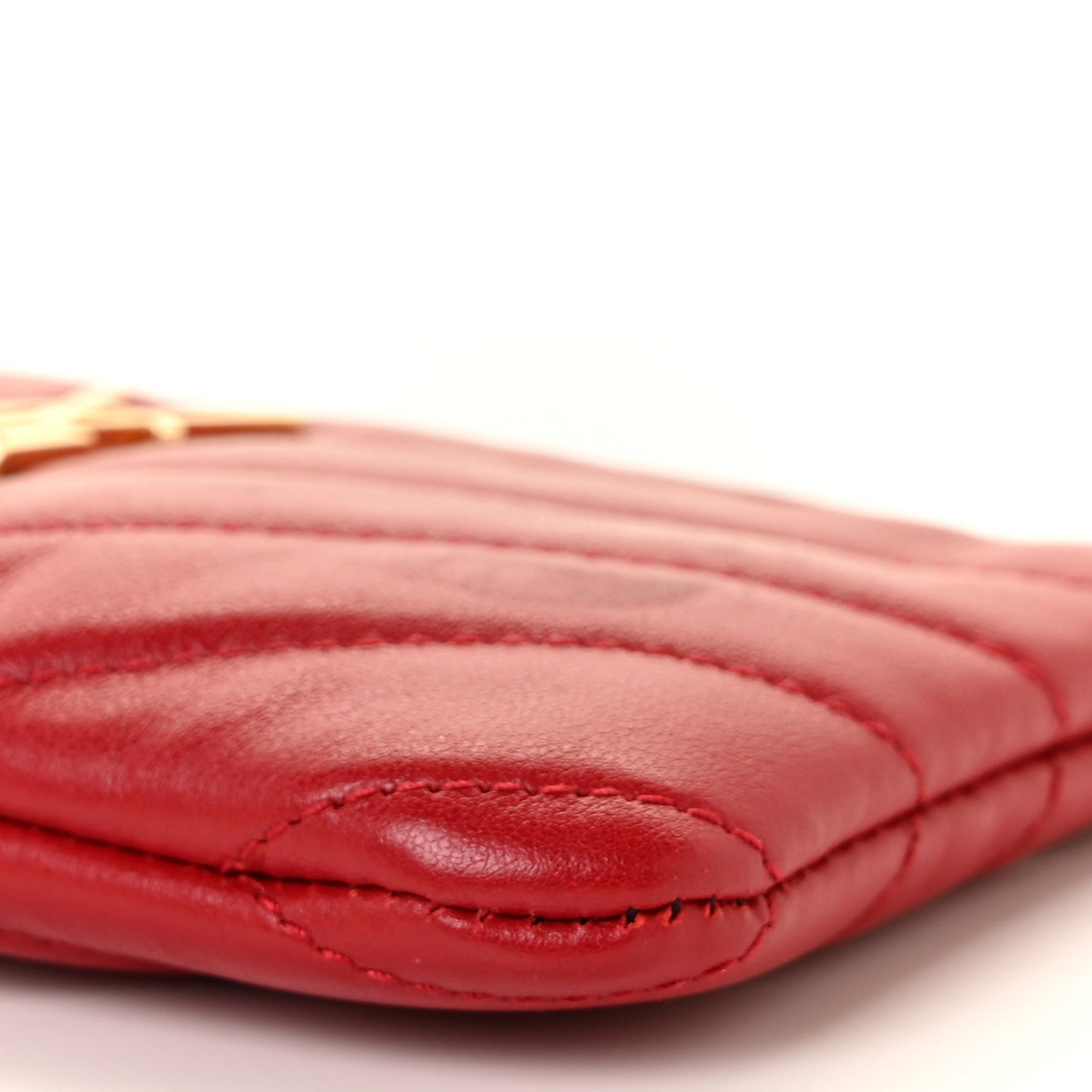 Calfskin Matelasse Monogram Key Pouch Rouge Eros