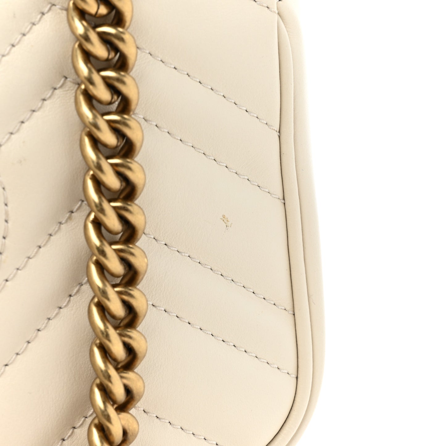 Calfskin Matelasse Mini GG Marmont Shoulder Bag White