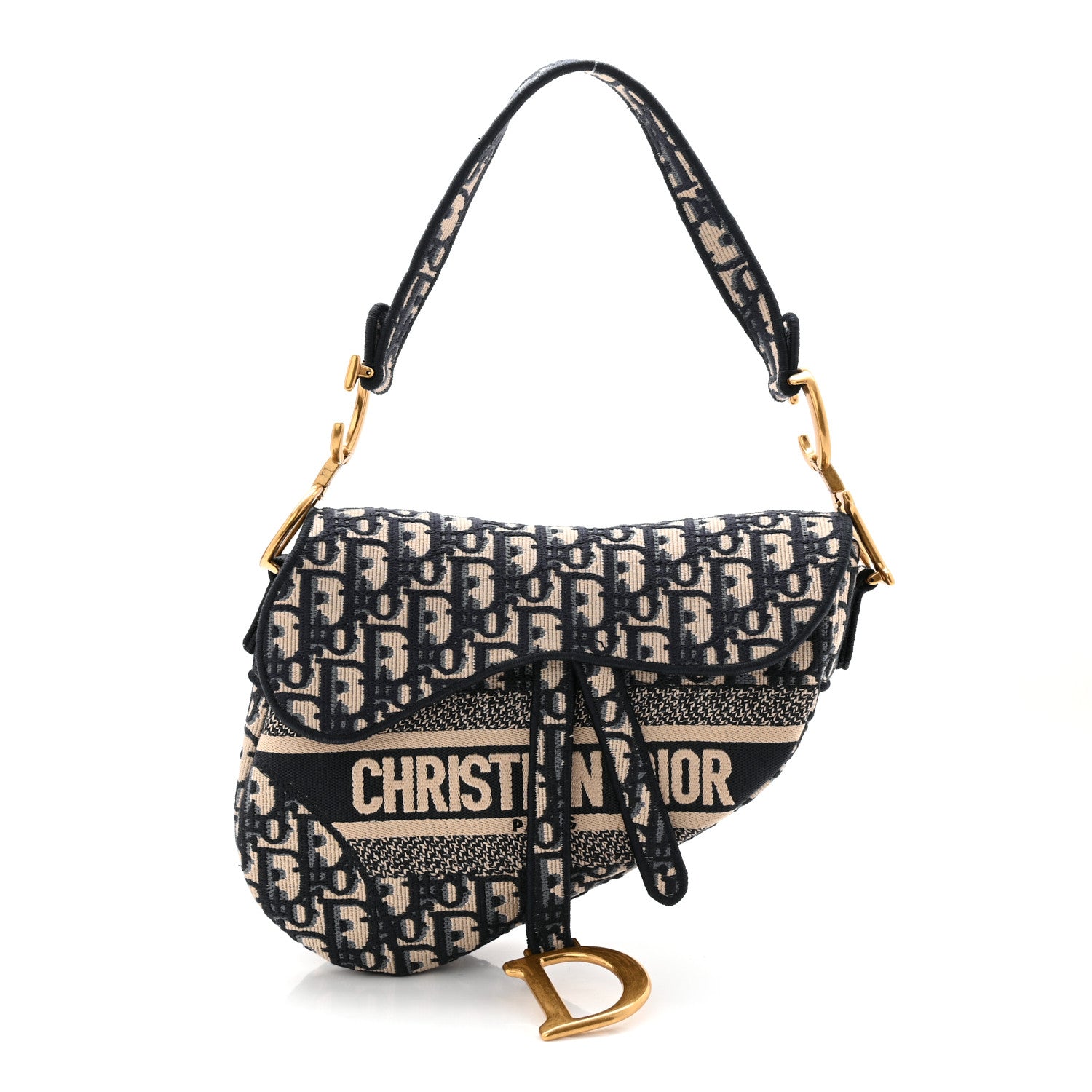 Christian Dior Oblique Embroidered Saddle Bag Blue 1843115