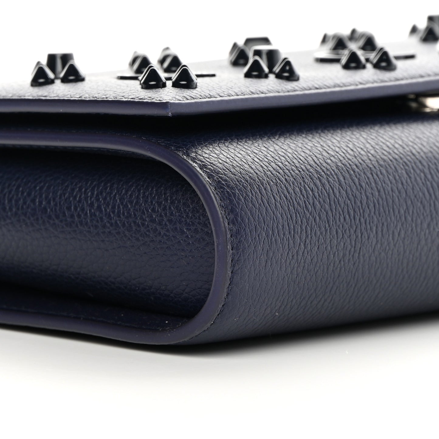 Calfskin Spikes Loubinthesky Paloma Clutch Navy