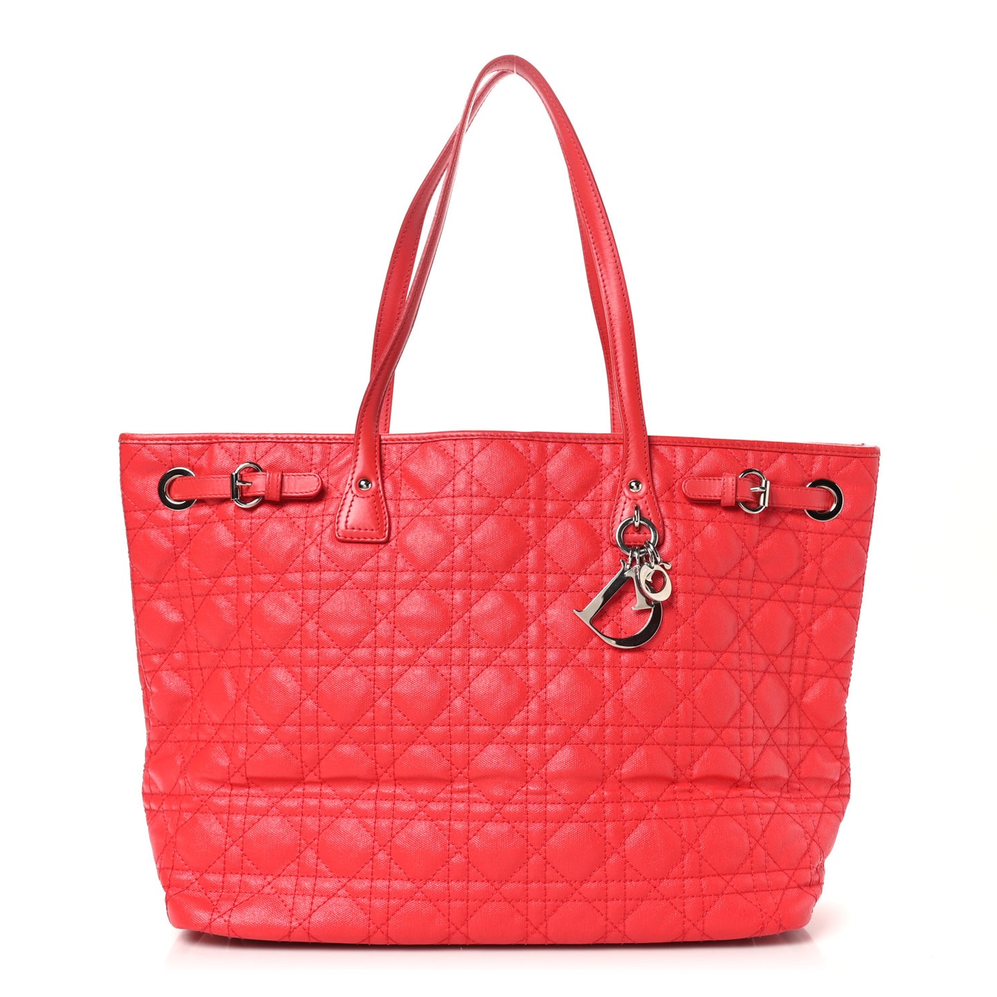 Coated Canvas Cannage Medium Panarea Tote Red