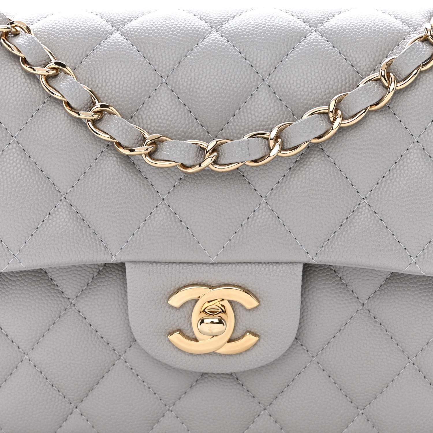 Chanel Caviar Quilted Small Double Flap Grey 8 of 10