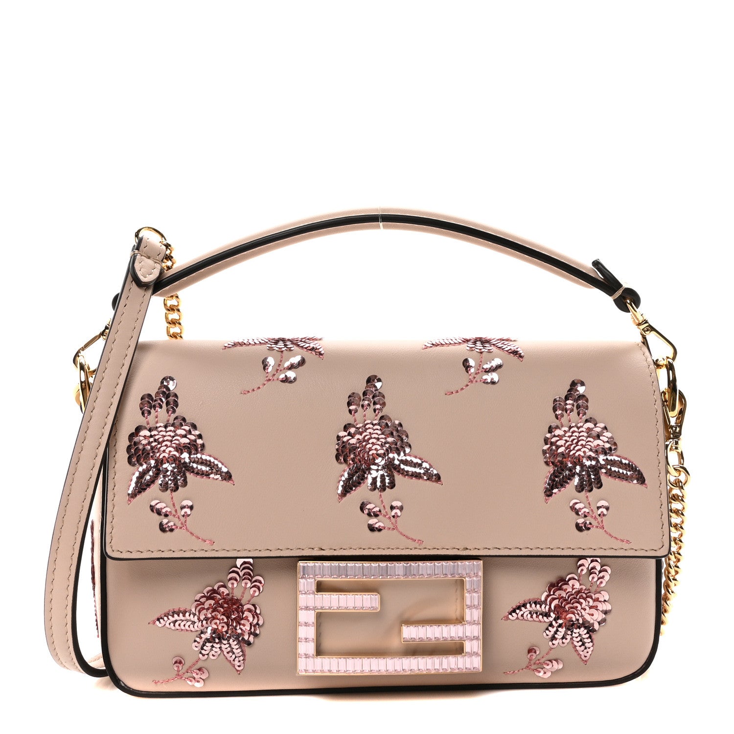 Fendi Vitello Grace Sequin Embroidered Flower Bouquet Mini