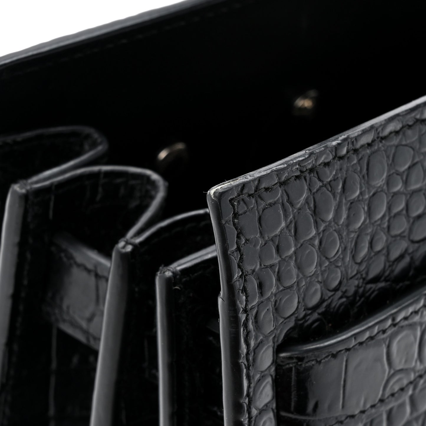 Calfskin Crocodile Embossed Baby Sac De Jour Black