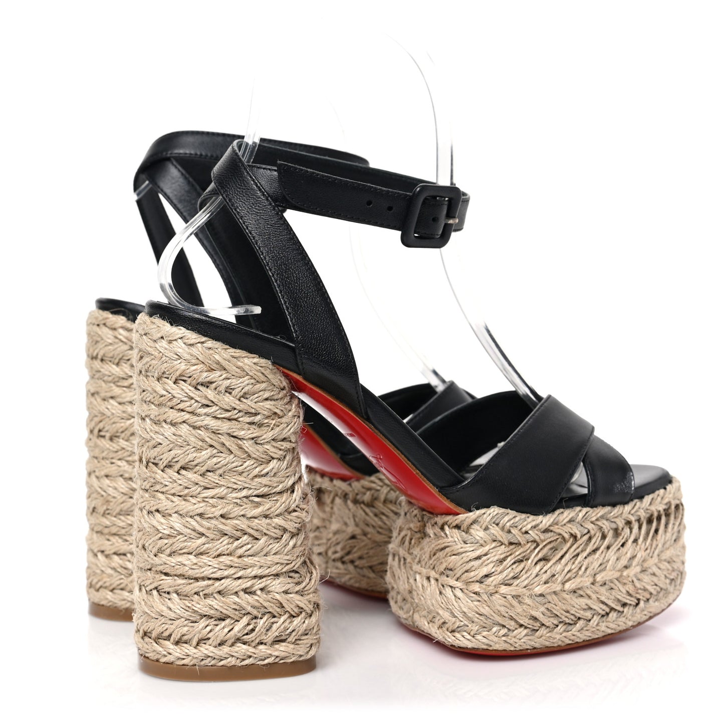 Calfskin Mariza Espadrille 130 Sandals 36 Black Naturel