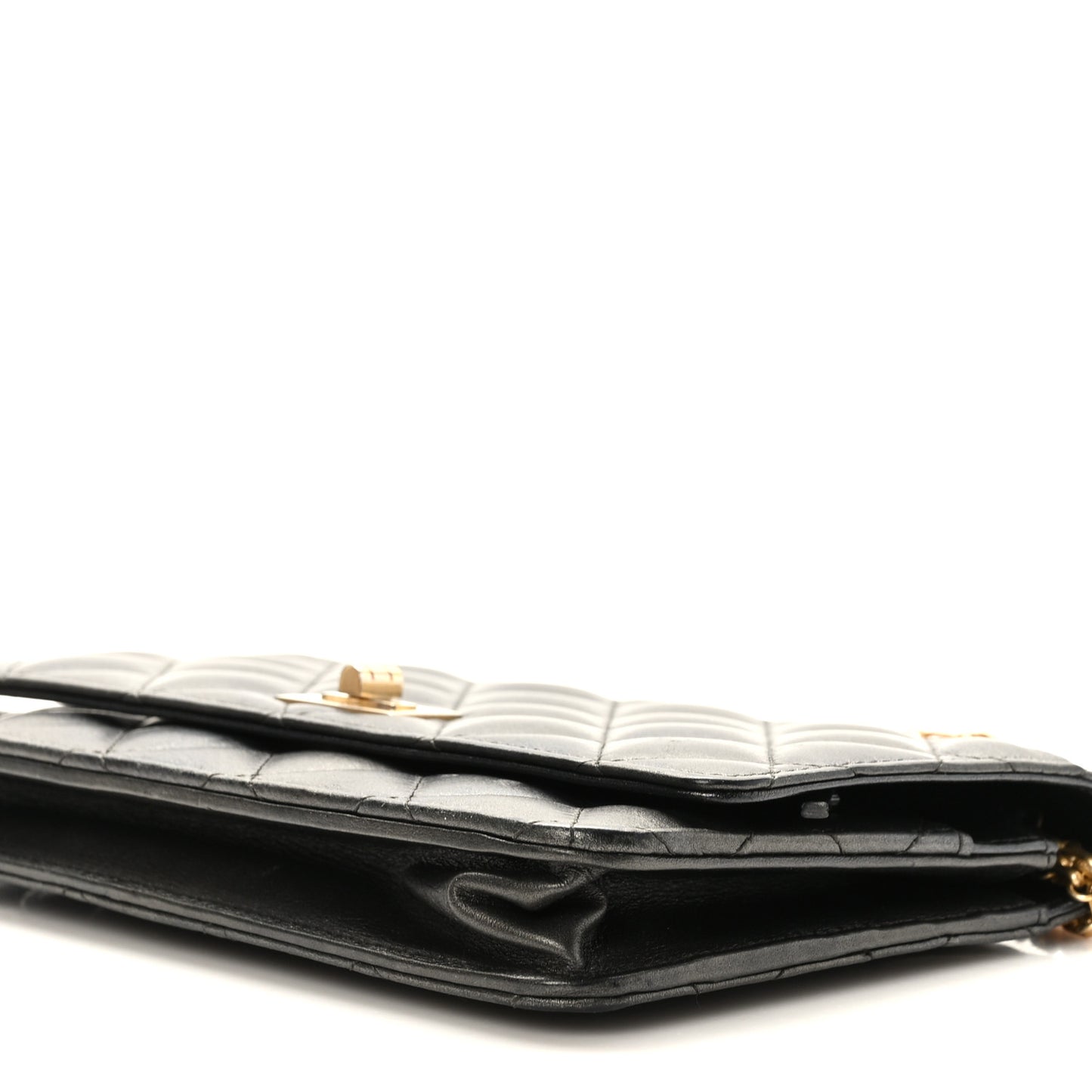 Metallic Calfskin Quilted 2.55 Reissue Wallet On Chain WOC Grey