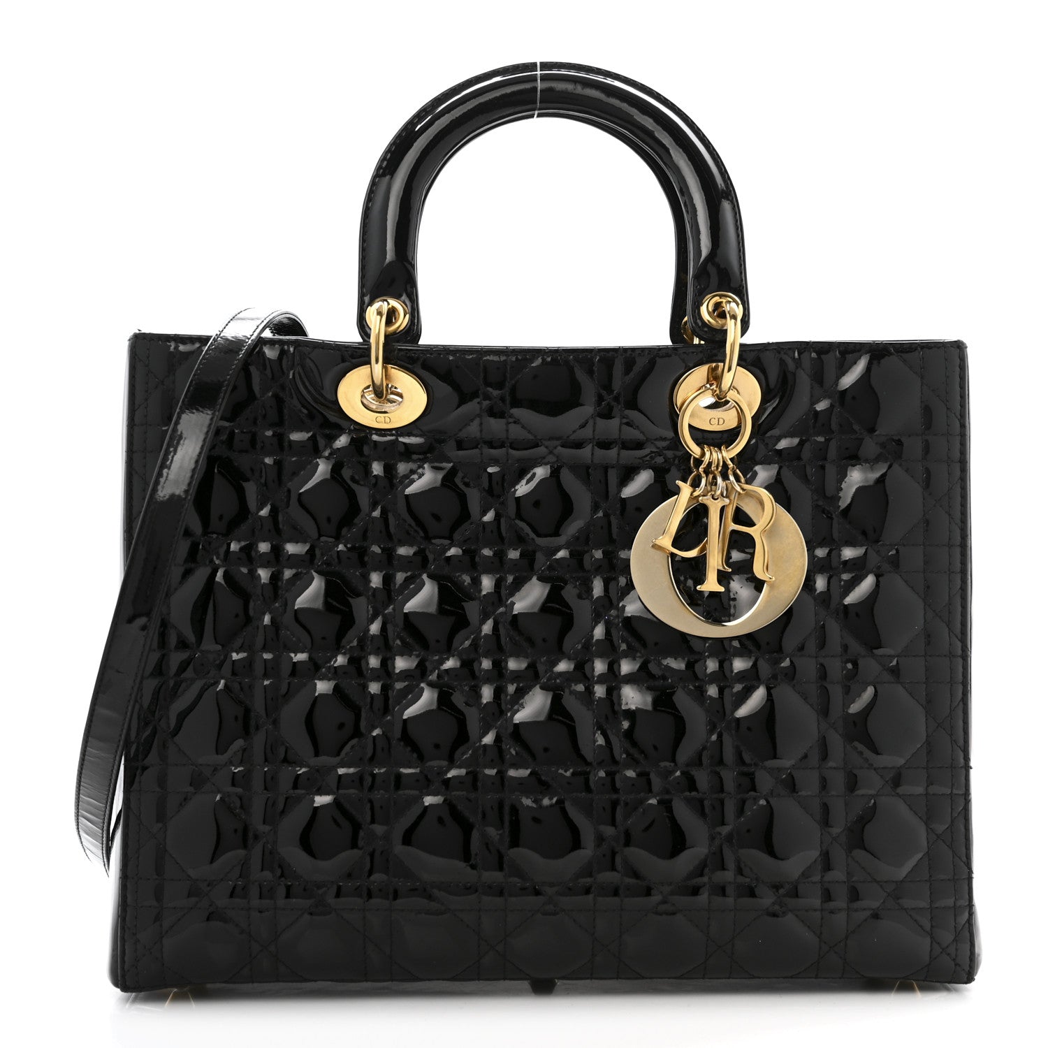 Christian Dior Patent Cannage Large Lady Dior Black 1863212