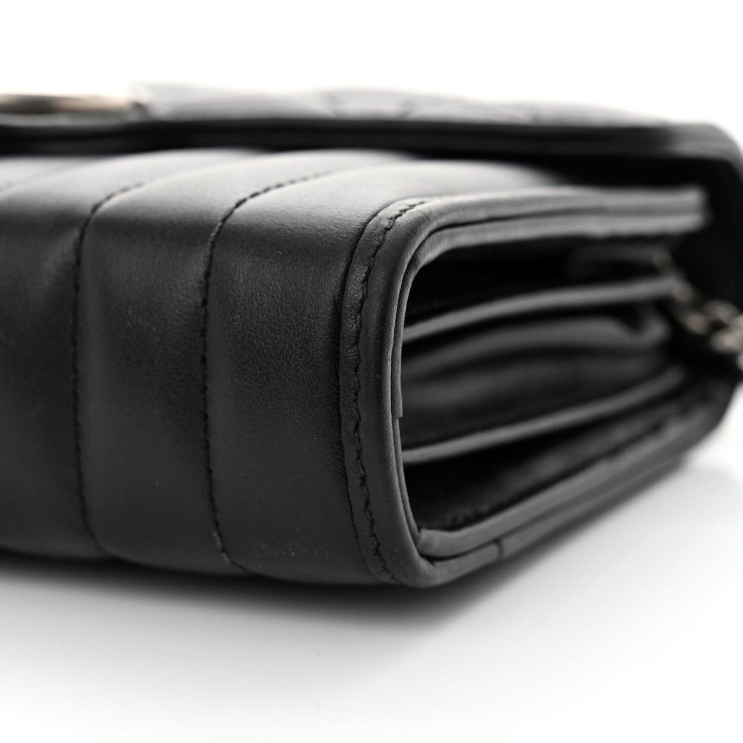 Calfskin Matelasse Aria GG Marmont Chain Wallet Black