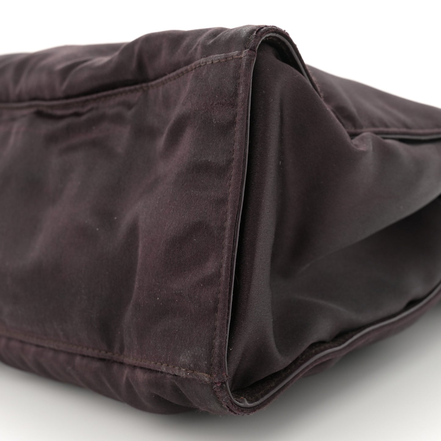 Satin Bamboo Handle Bag Brown