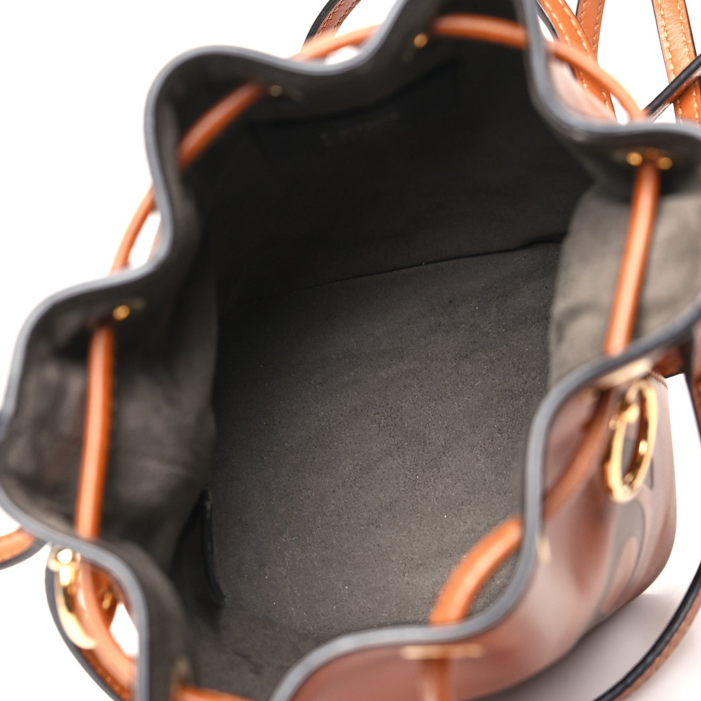 Vitello King F is Fendi Logo Embossed Mini Mon Tresor Bucket Bag Cuoio